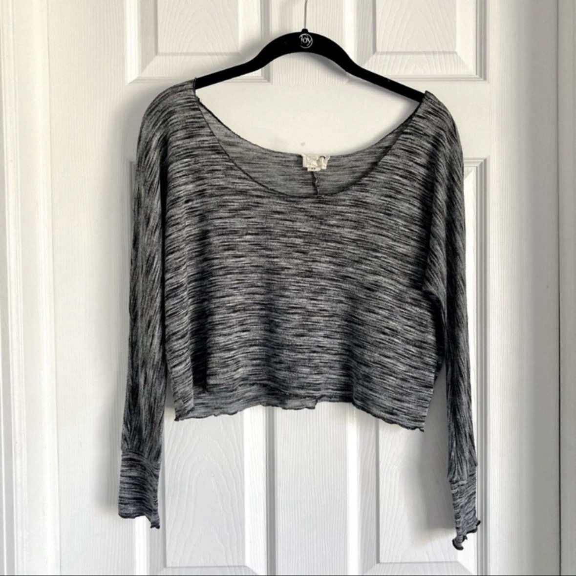 L.A. Hearts XS Heathered Gray Black Scoop Neck Dolman Long Sleeve Knit Top