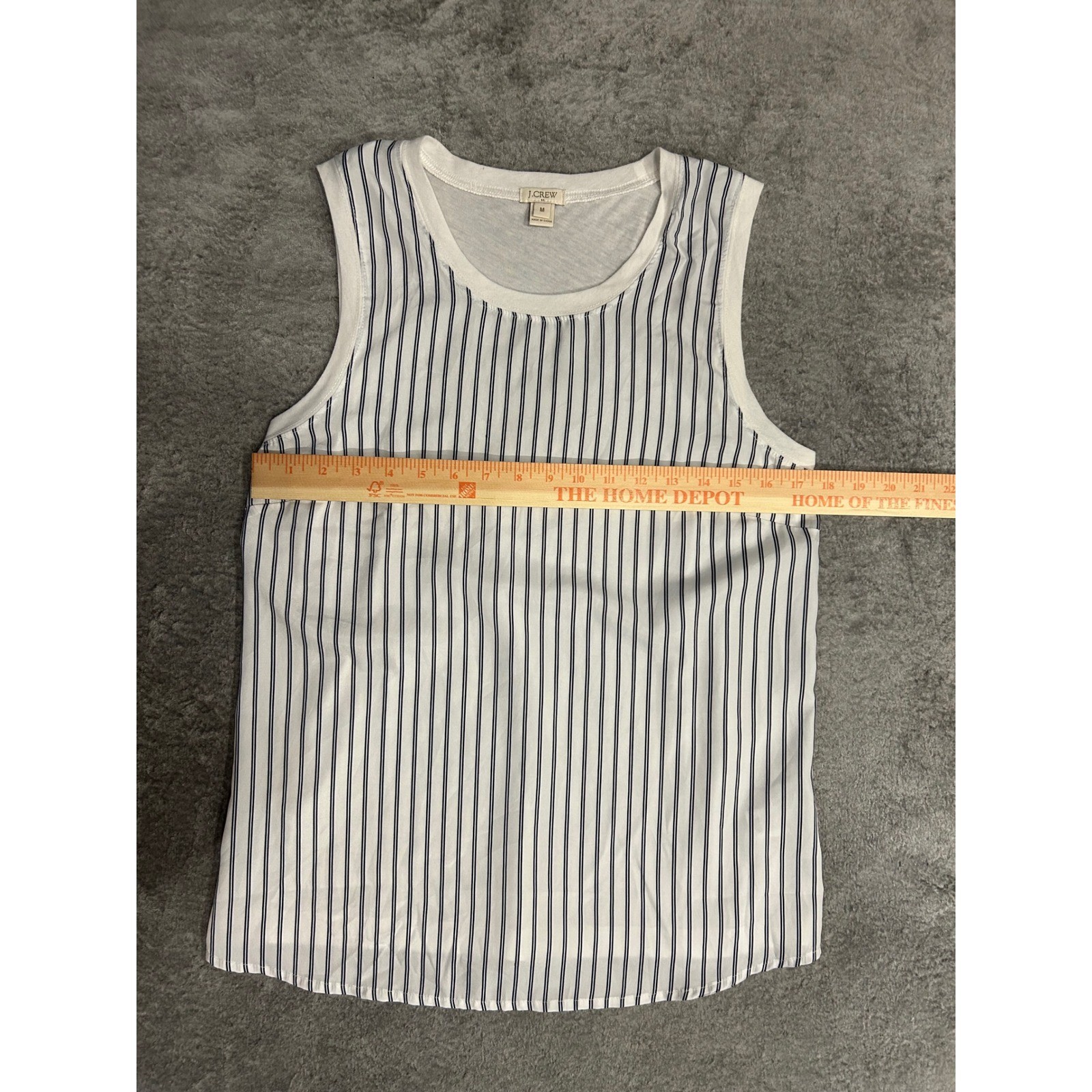 J.Crew Womens Mixed Media Striped Tank Top Navy White Sleeveless, minimalist. M