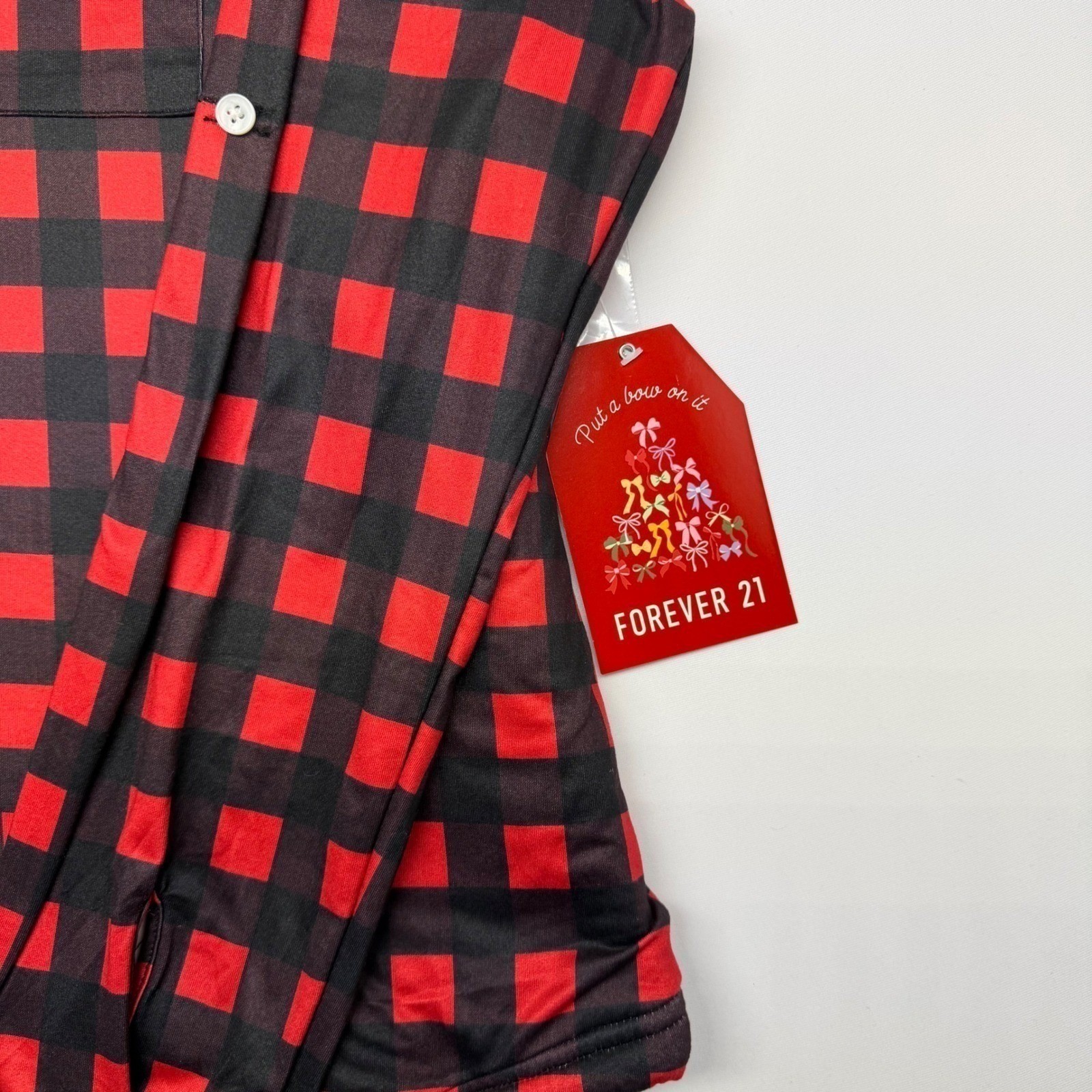 Forever 21 Red Black Buffalo Plaid Sherpa Lined Shirt Jacket size S