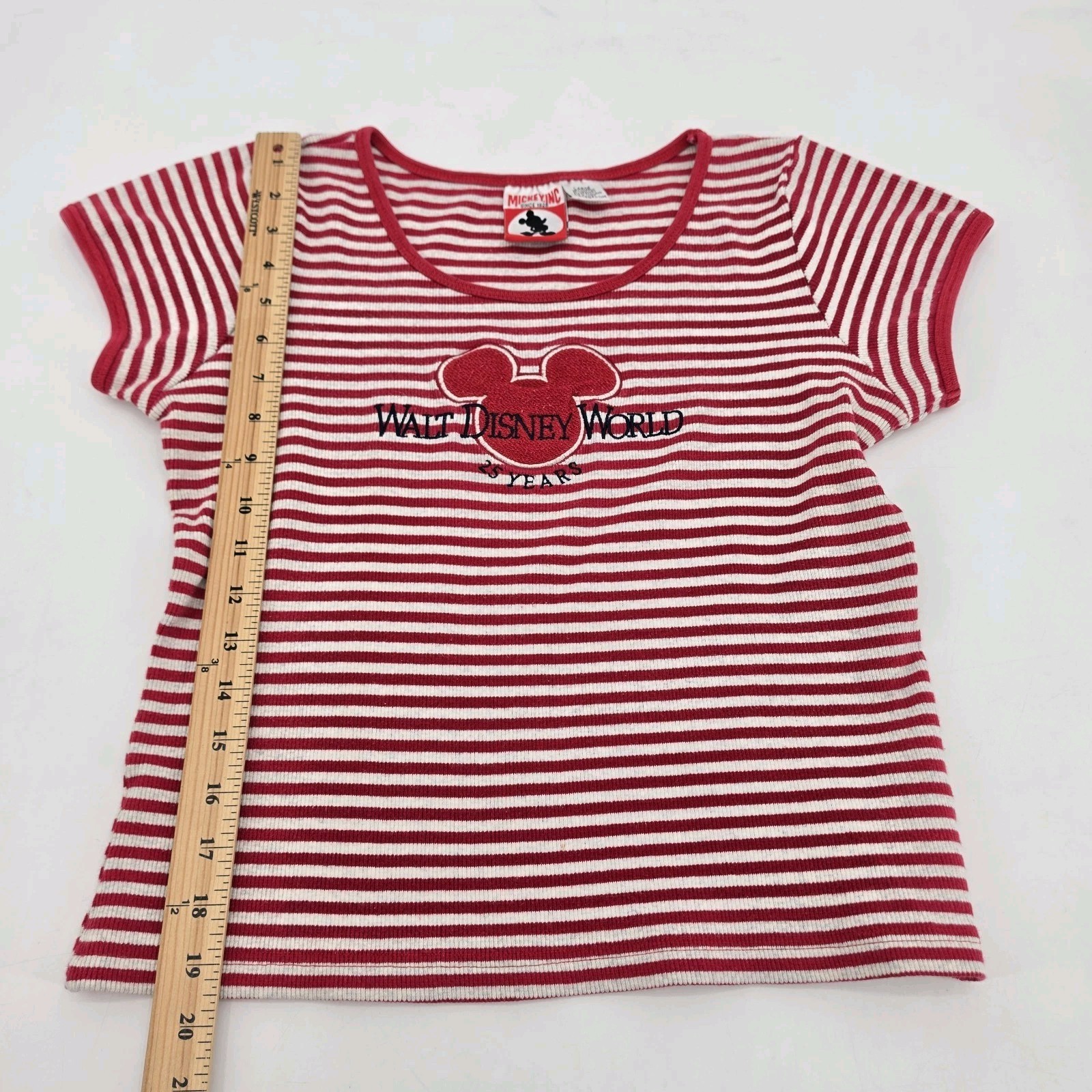 Vintage Walt Disney World 25 Years Shirt Women’s Size Large Red Gray Ribbed