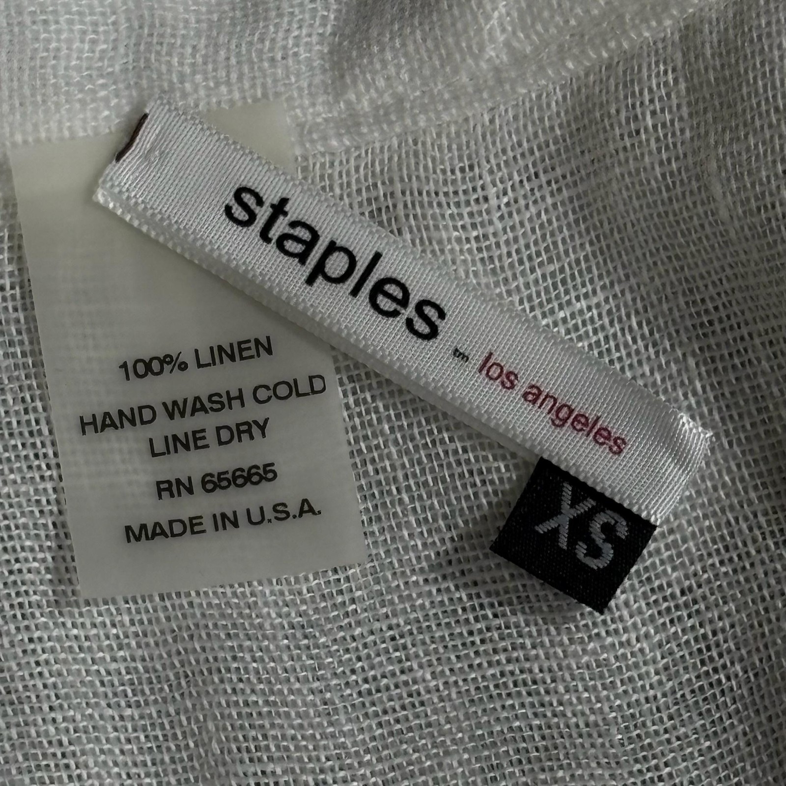 Staples Los Angeles Shirt Womens XS White Linen Button Front Tunic Top