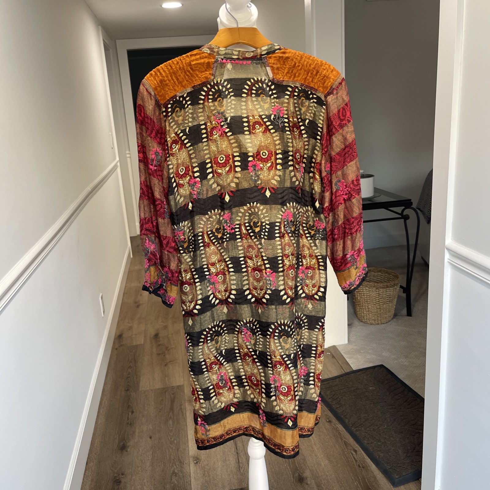 Embroidered Tunic Boho Artsy Sheer Shimmer Blouse Top Fall Global Travel Floral