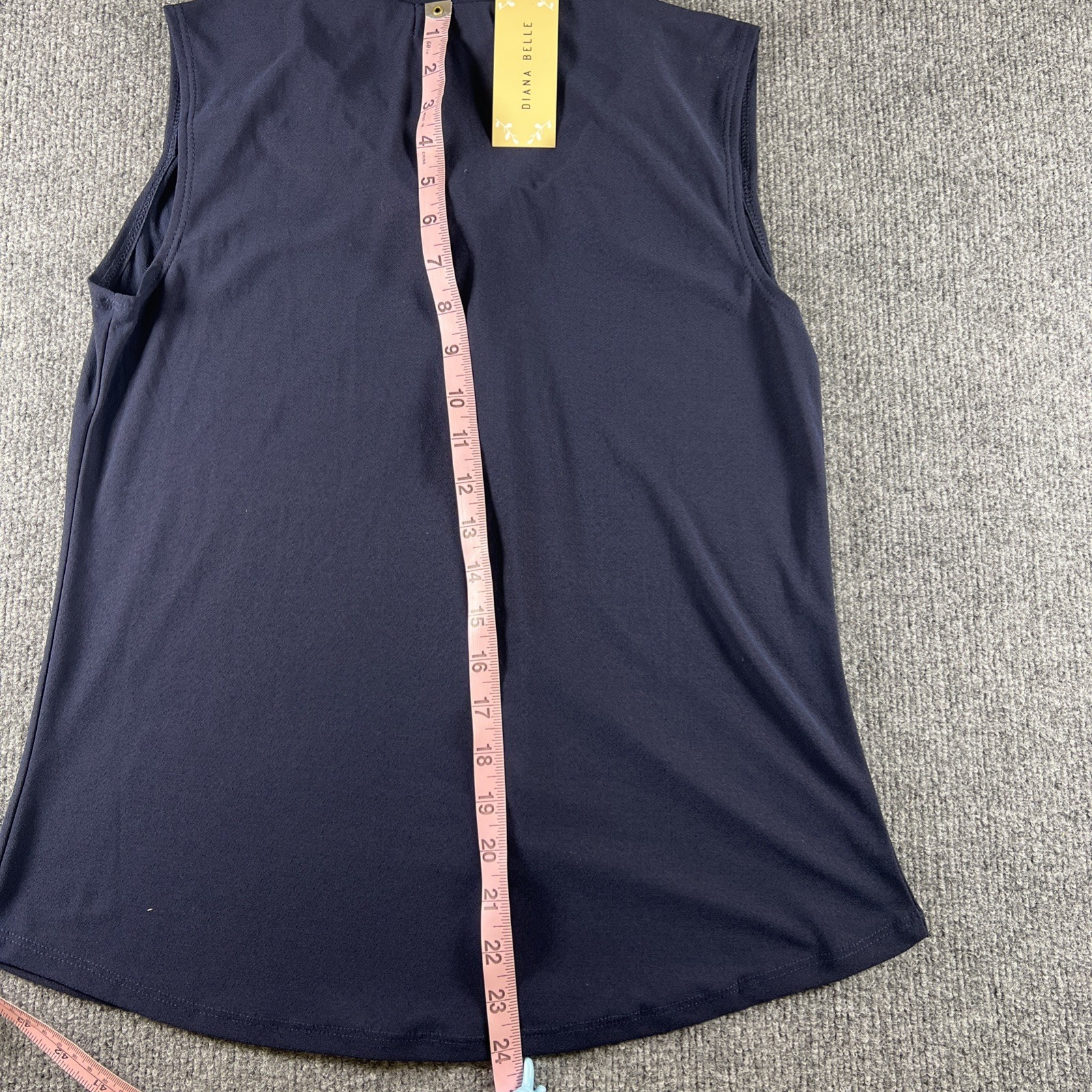 Diana Belle Navy Blue Front Tie Sleeveless Blouse Size Medium New