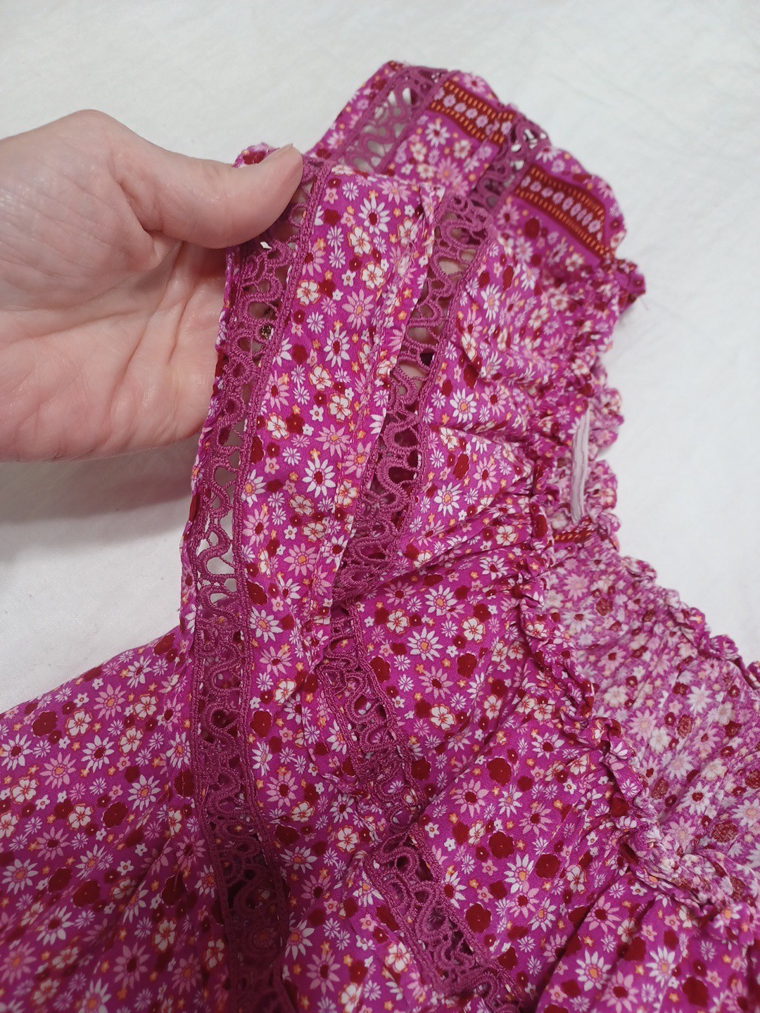 Davi&Dani Womens Pink Purple Floral Lace Off Shoulder Tank Top Sz L Pretty