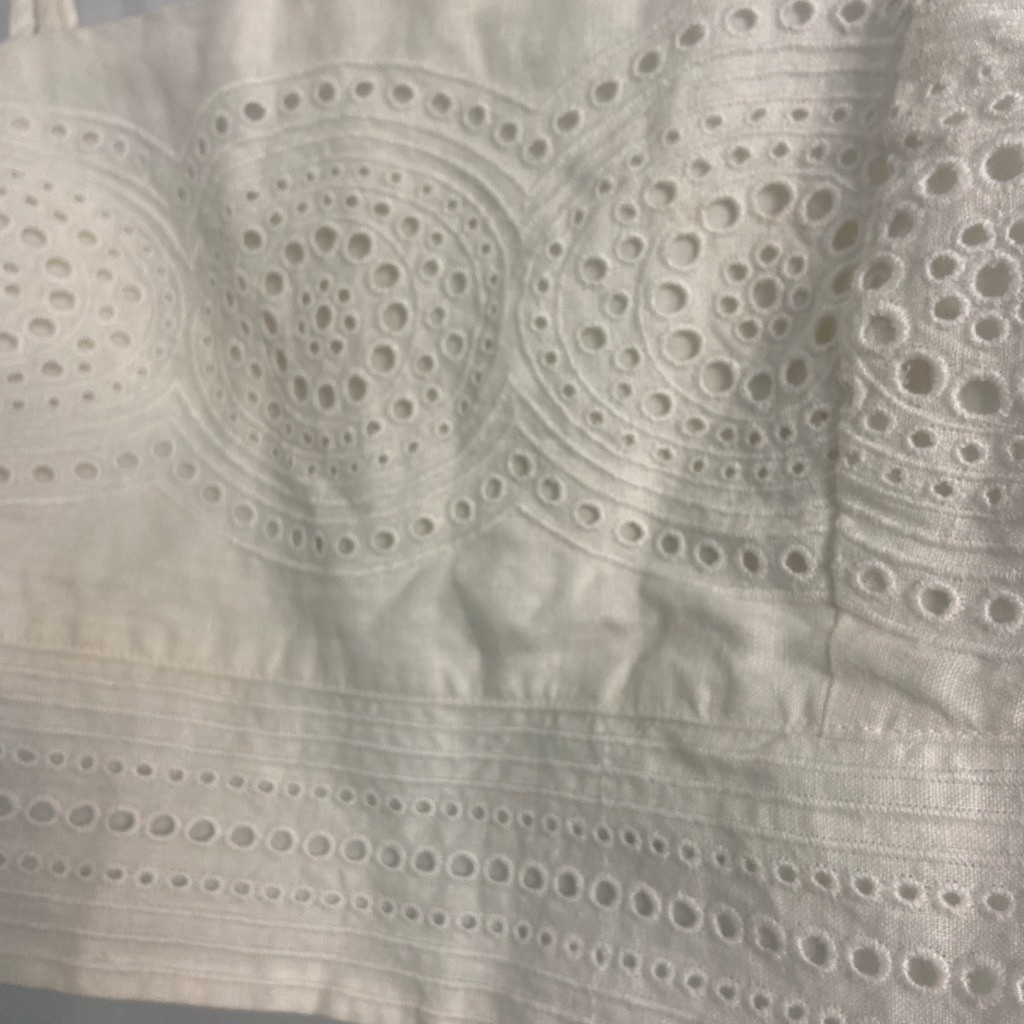 Cottage Linen Eyelet Lace Top Crop Milkmaid Boho Festival Western Fairy