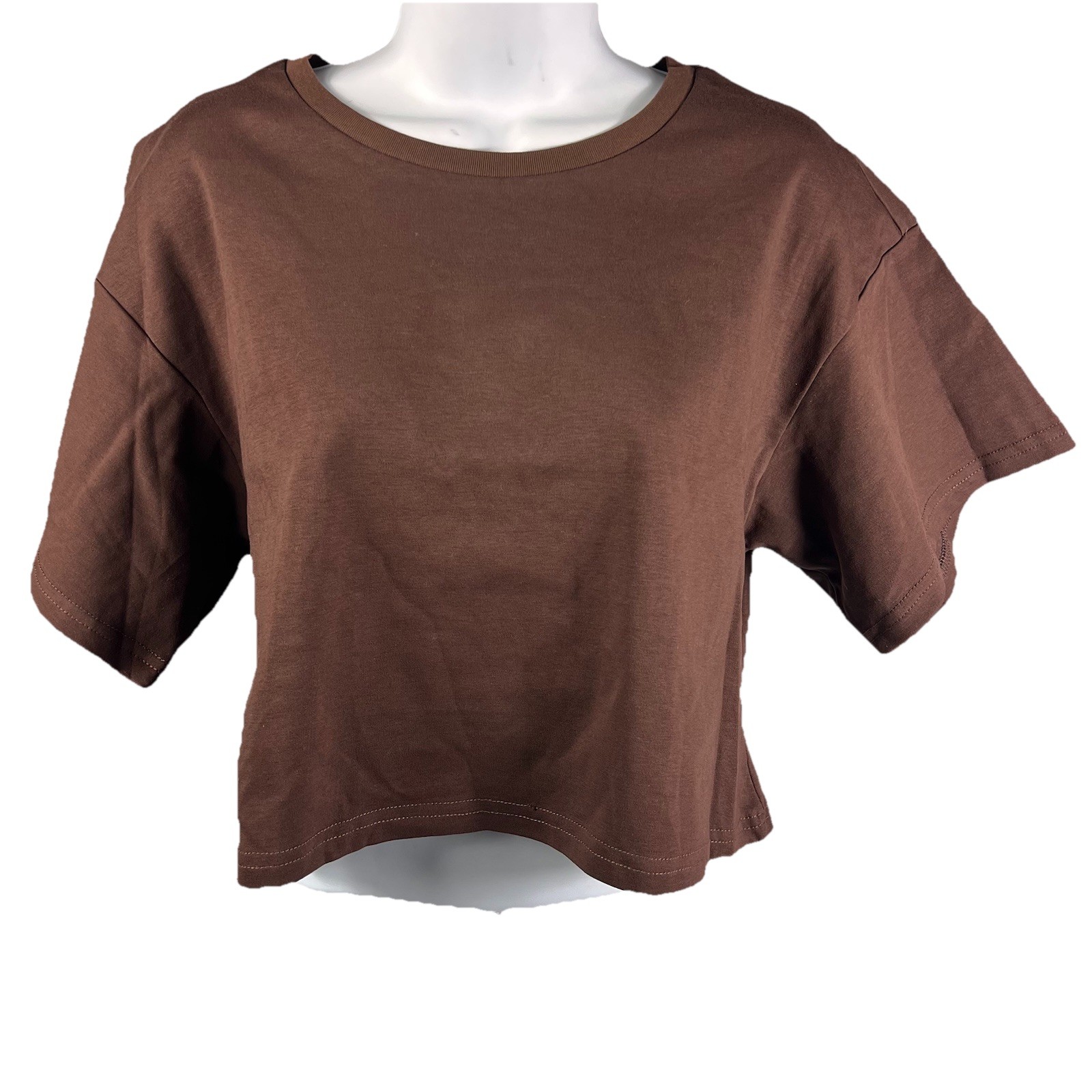 New Earthbound Cropped T Shirt Women’s Medium Short Sleeve Crop Tee Brown NWT