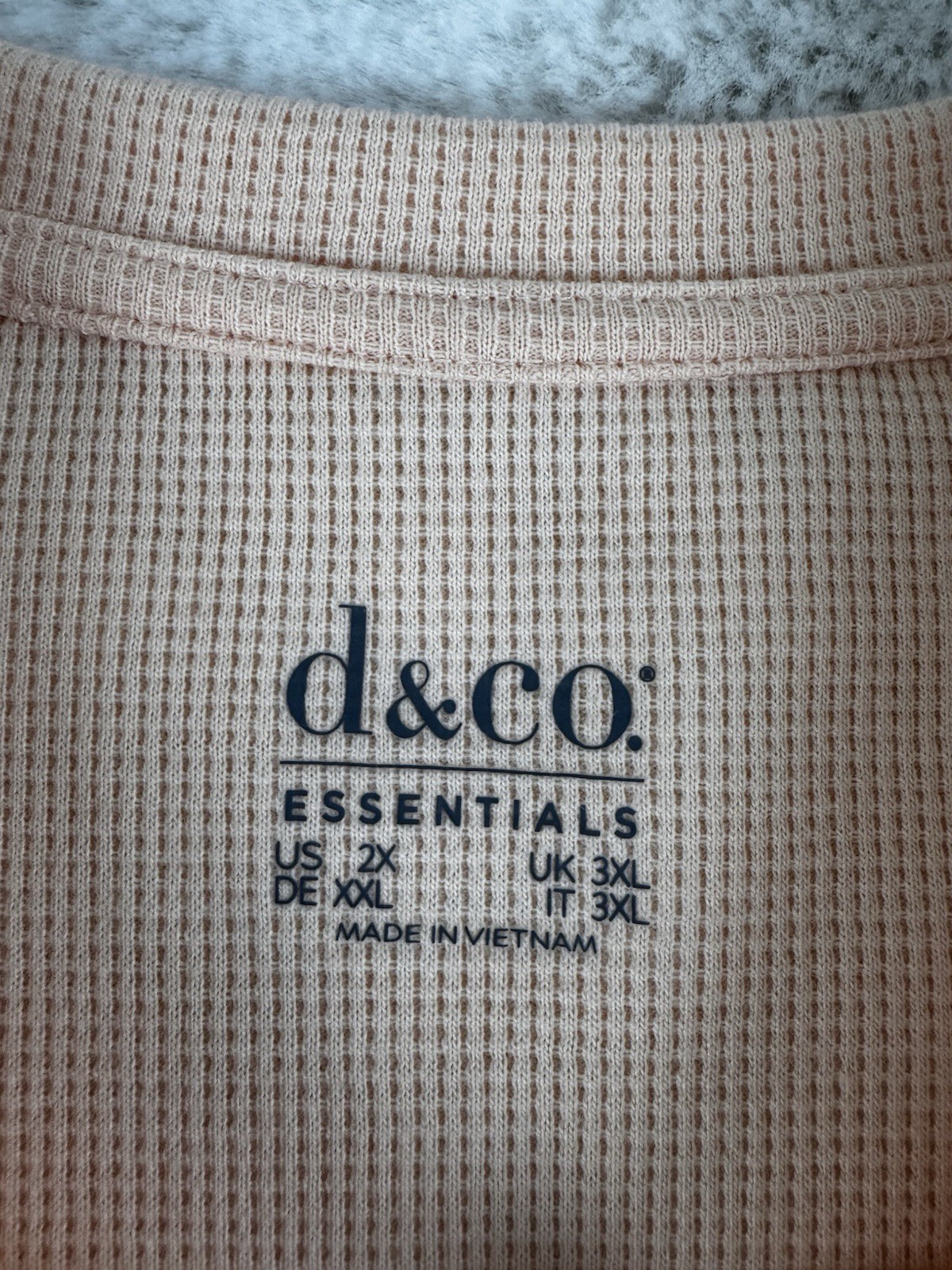 Denim & Co Essentials Soft Waffle Knit Popover Top Size 2x Peach