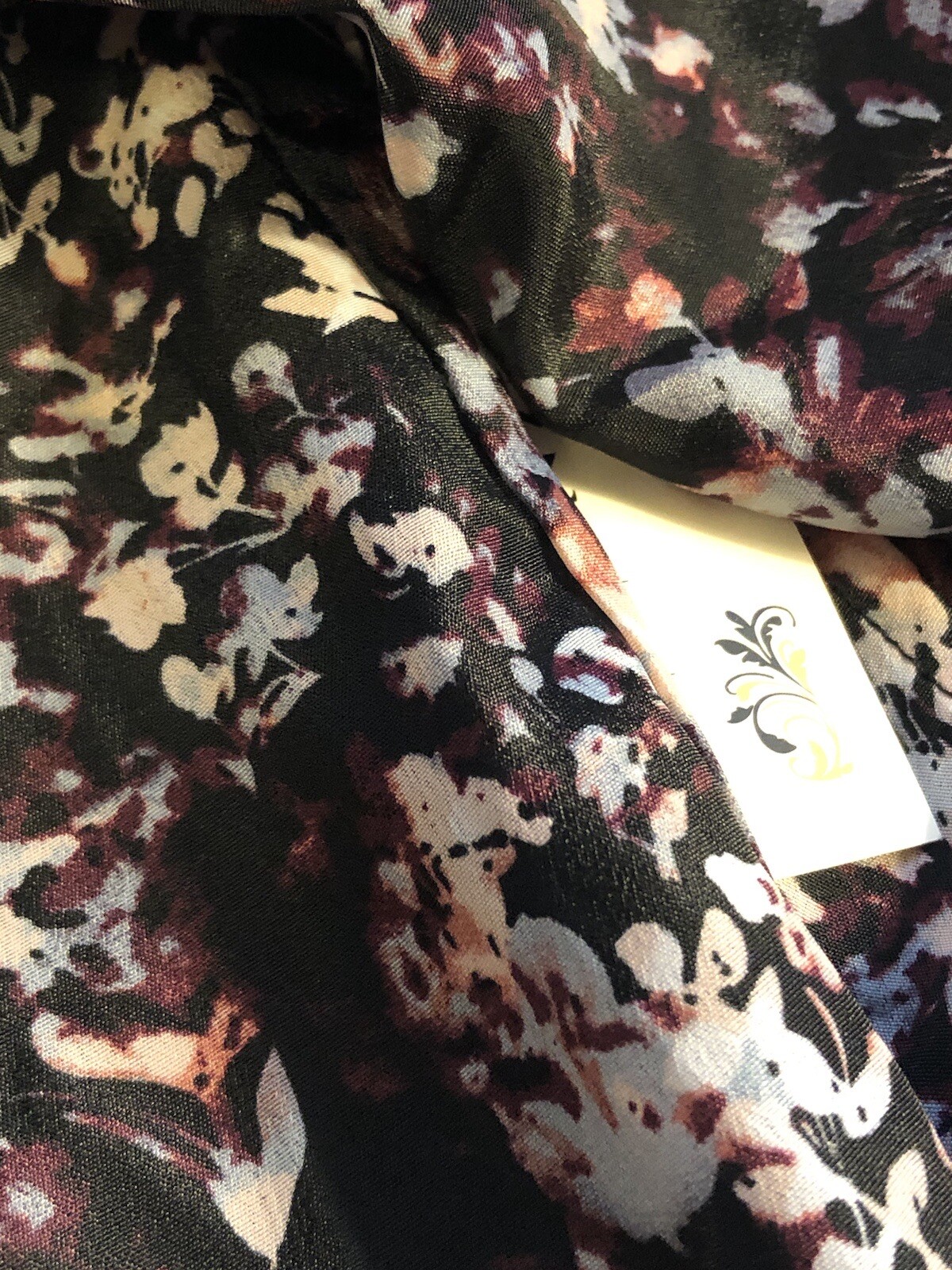 TANZARA – Women’s Large – NEW – Black Pink Floral Lace Panel Blouse – MSRP $43