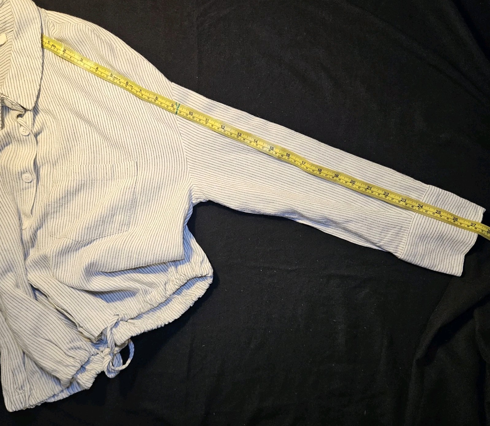 Etophe Studios Women’s LS Button Up Top Cream Stripe Draw String Waist Size S