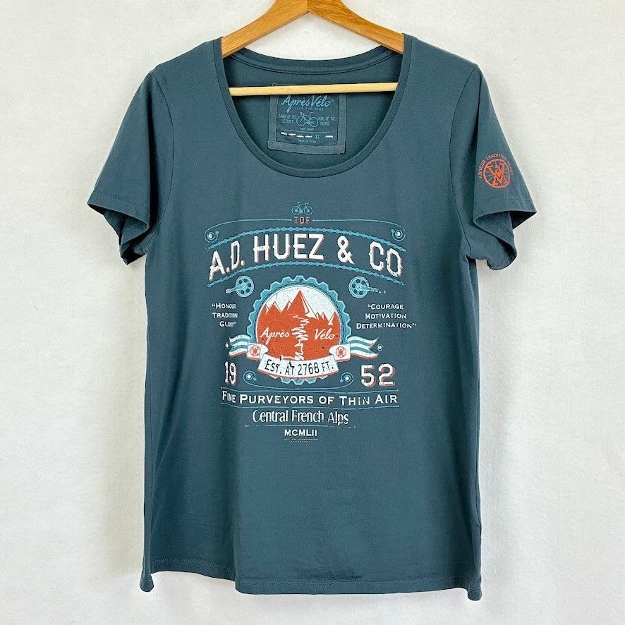 Apres Velo Alpe d’Huez T-Shirt Bicycle Cycling Biking Graphic Athleisure XL