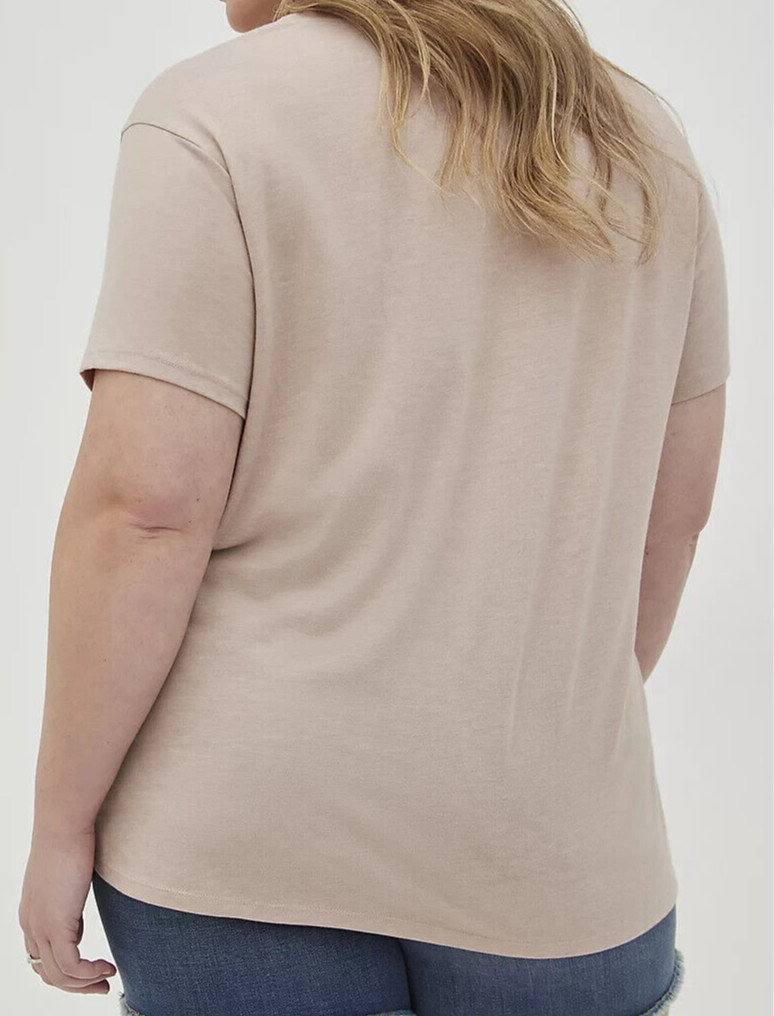 Torrid Signature Jersey Relaxed Tee Whiskey Weekends Tan 3 3X 22 24 #B06276