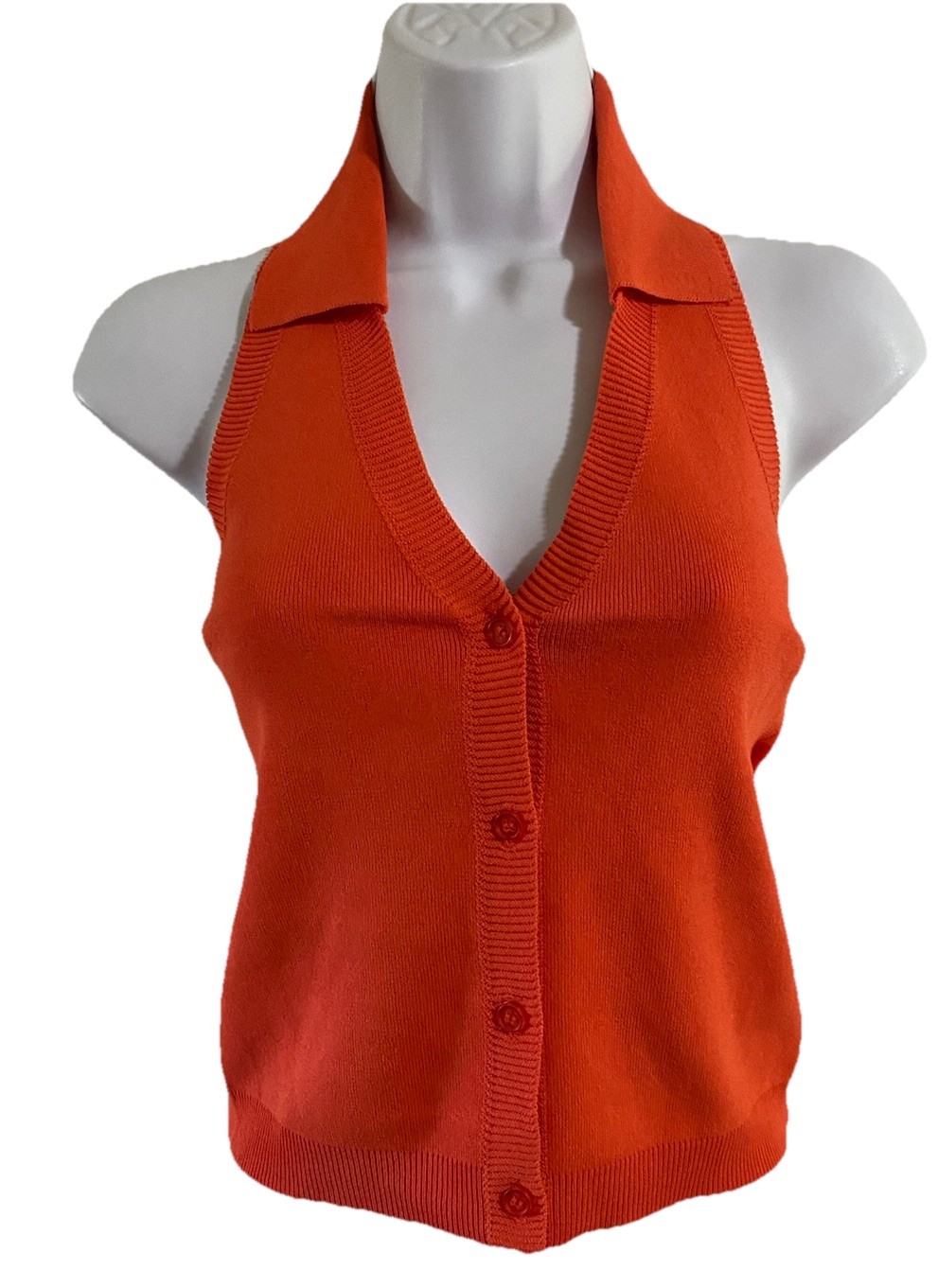 NEW Revolve 525 America Knit Polo Halter Papaya Orange Size XS Rayon Nylon