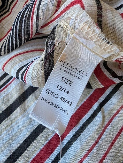 Anna Scholz Debenhams Black Red White Beige Long Sleeve Tunic Shirt 12/14 BNWT