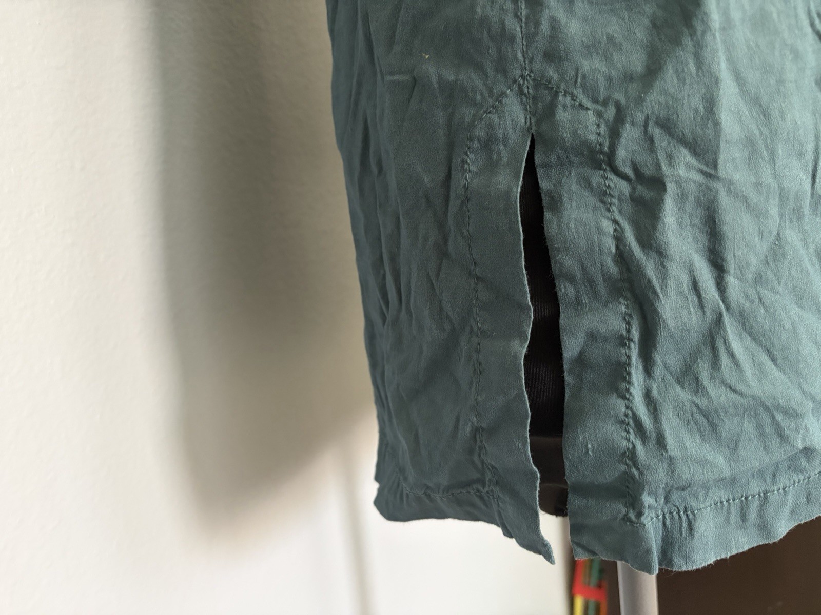 Eileen Fisher Tunic Style Top in Teal Size Medium Linen Blend 3/4 Sleeves