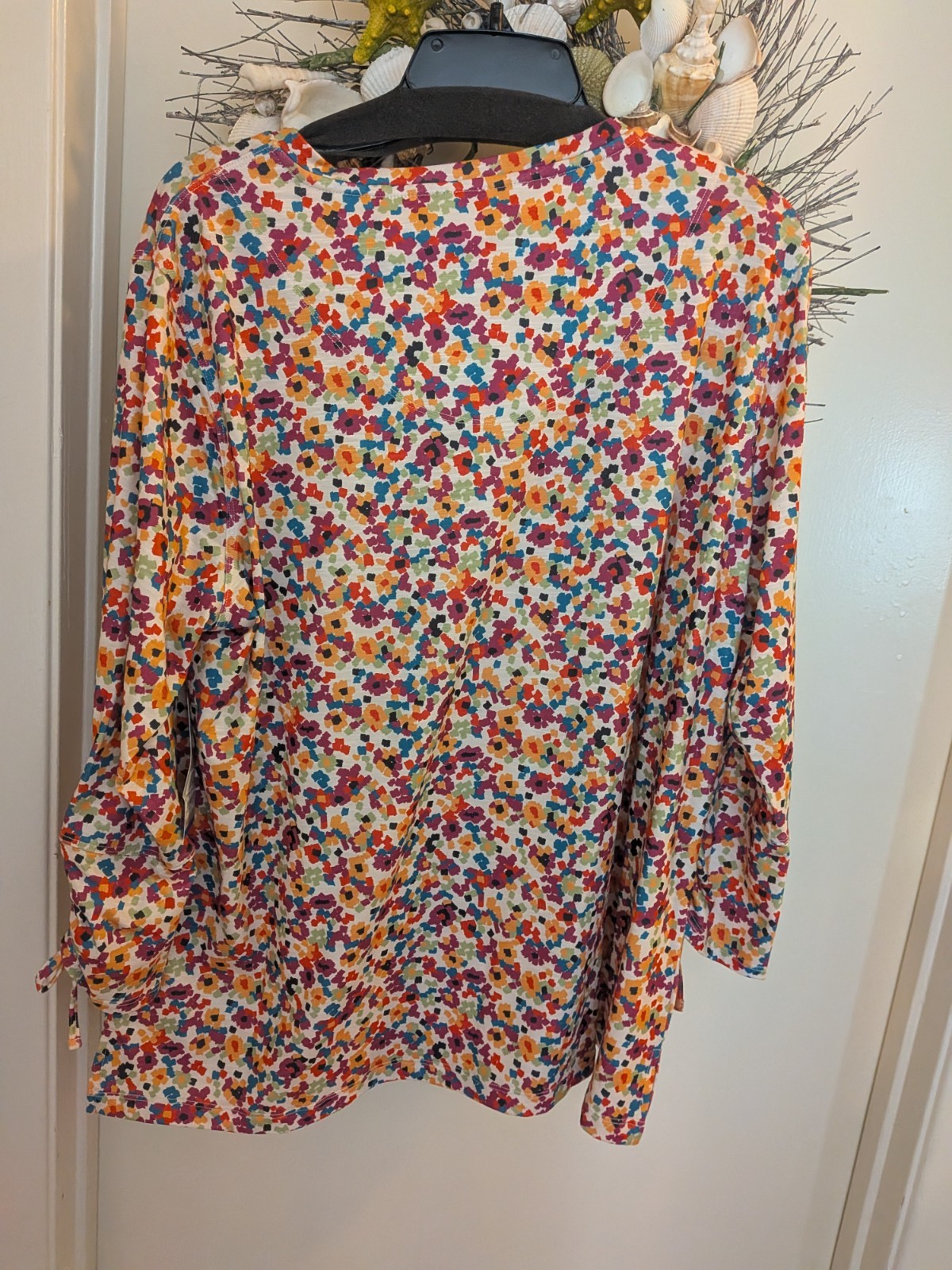 Erin London XL 3/4 Gathered Sleeves Pattern Top Ladies New w/Tags