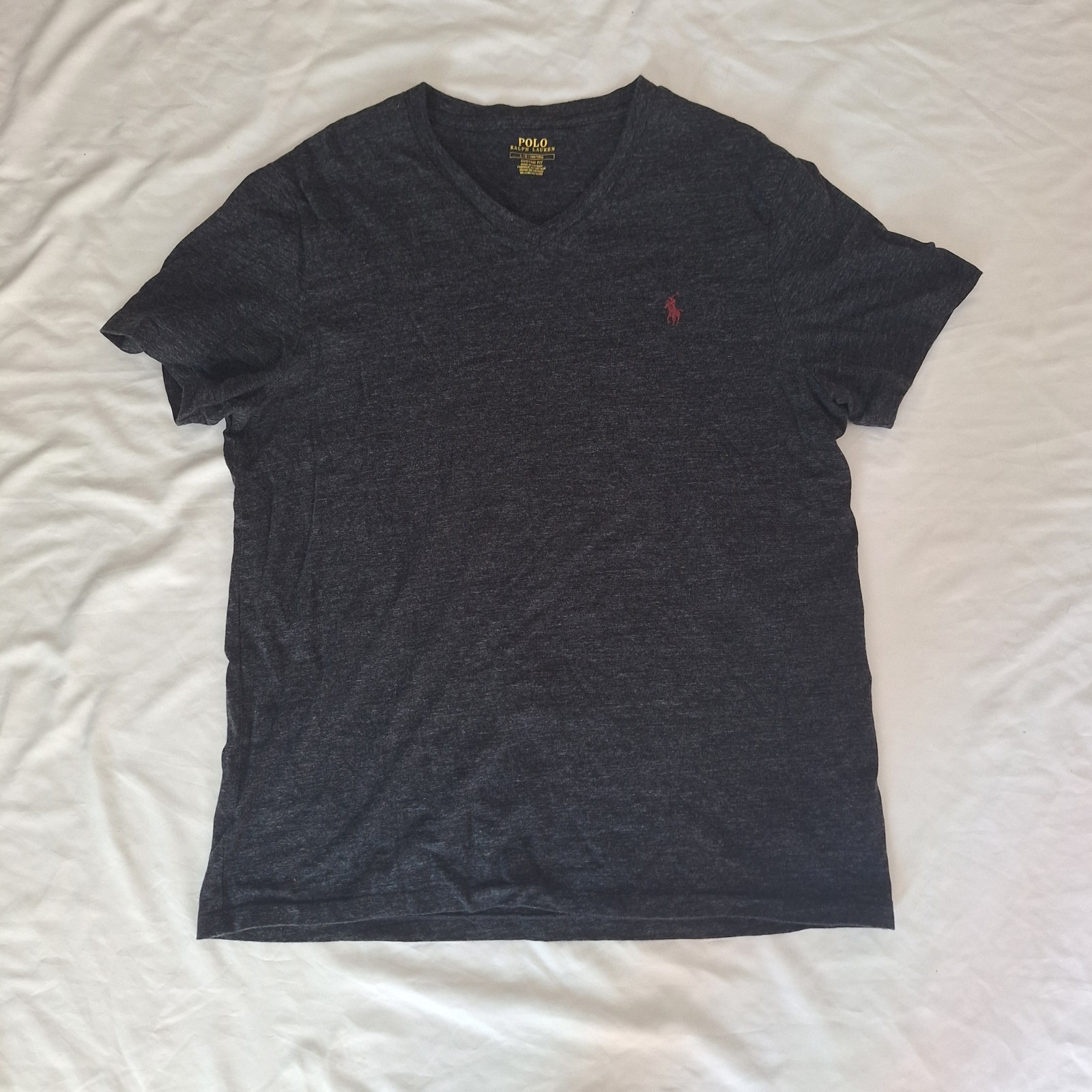 Polo Ralph Lauren Women’s L Charcoal Heather V-neck Short Sleeve Custom Fit Tee