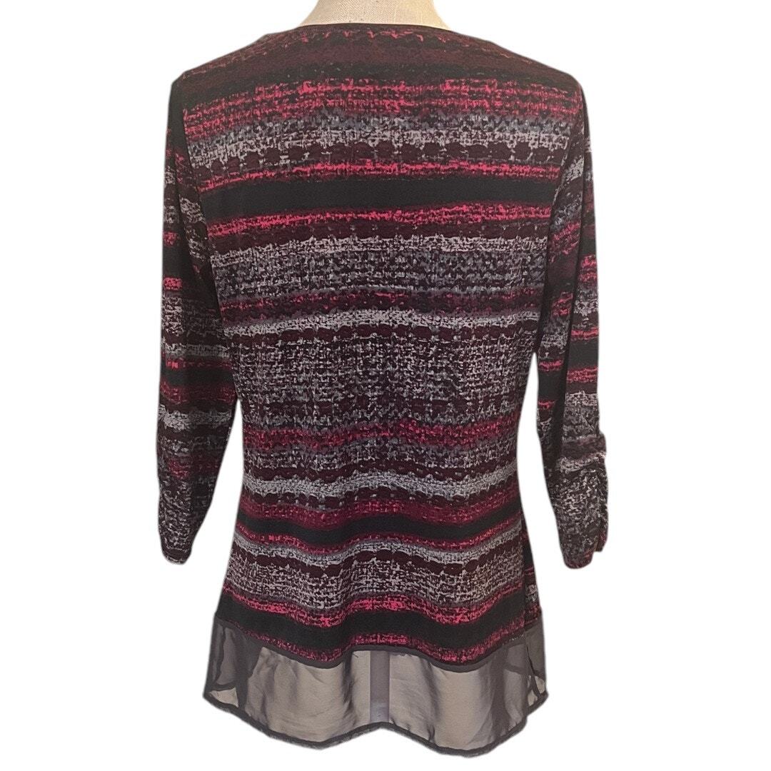1 Piece, Medium Layered Look Top w/ 3/4 Sleeves, Scoop V Neck, New Directions