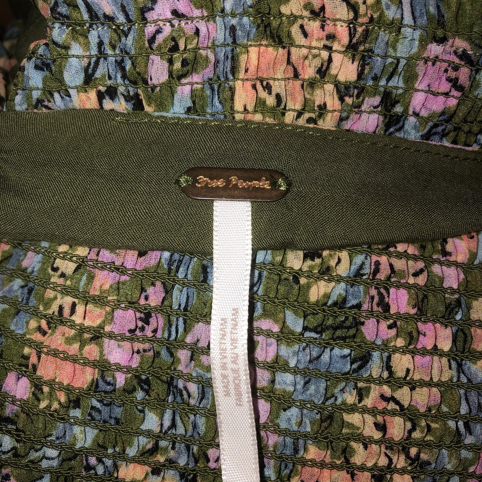 Free People Women Small Mabel Print Blouse Garden Combo Balloon Sleeve Smocked S
