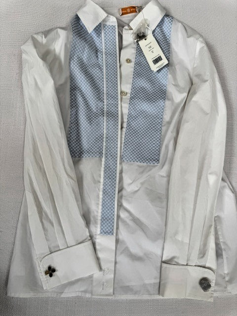 Tory Burch Blue White Cotton Shirt Size 6