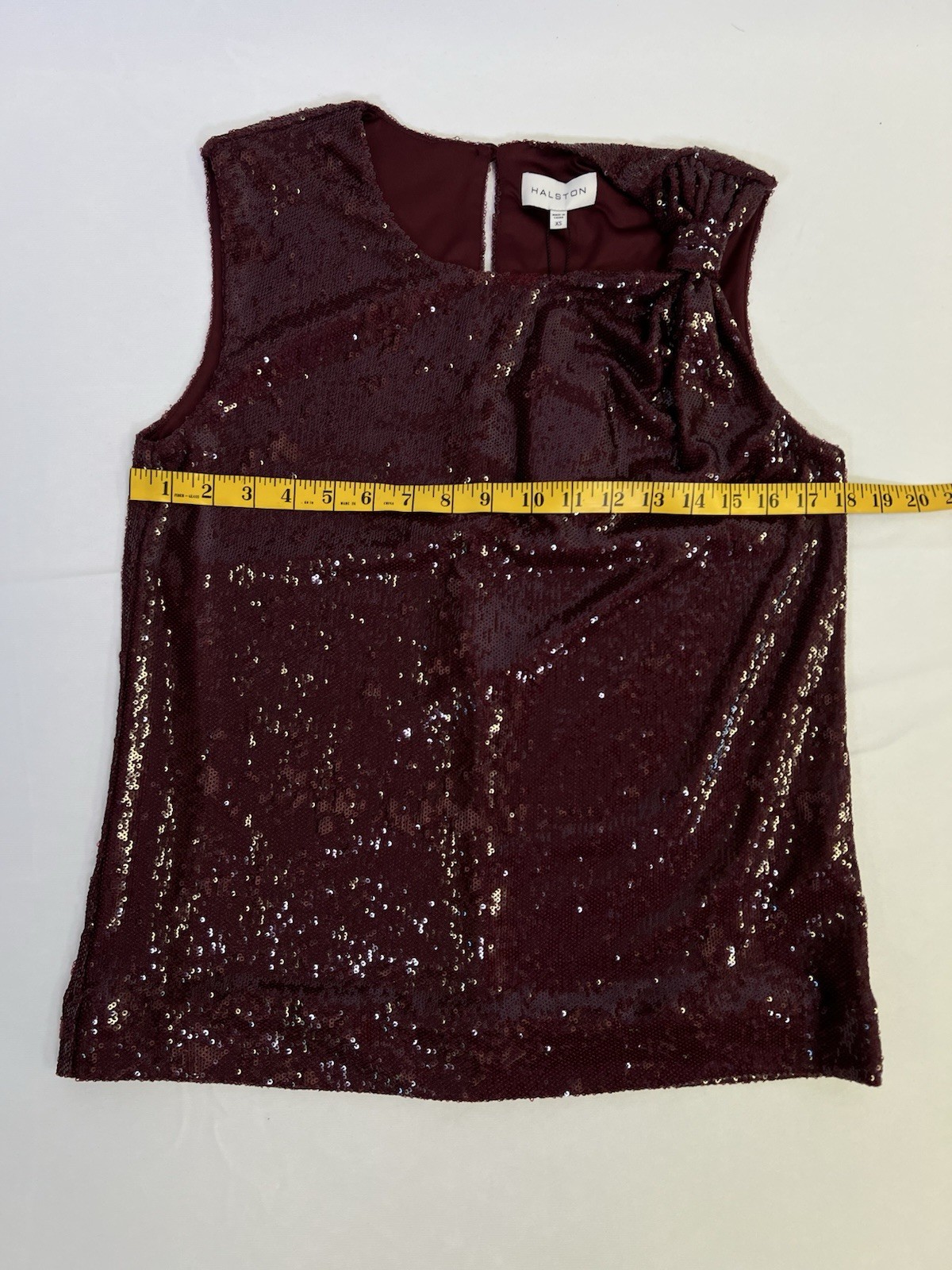 Halston Heritage Cynthia Sequined Top NWT Retail $375 Bordeaux Size XS