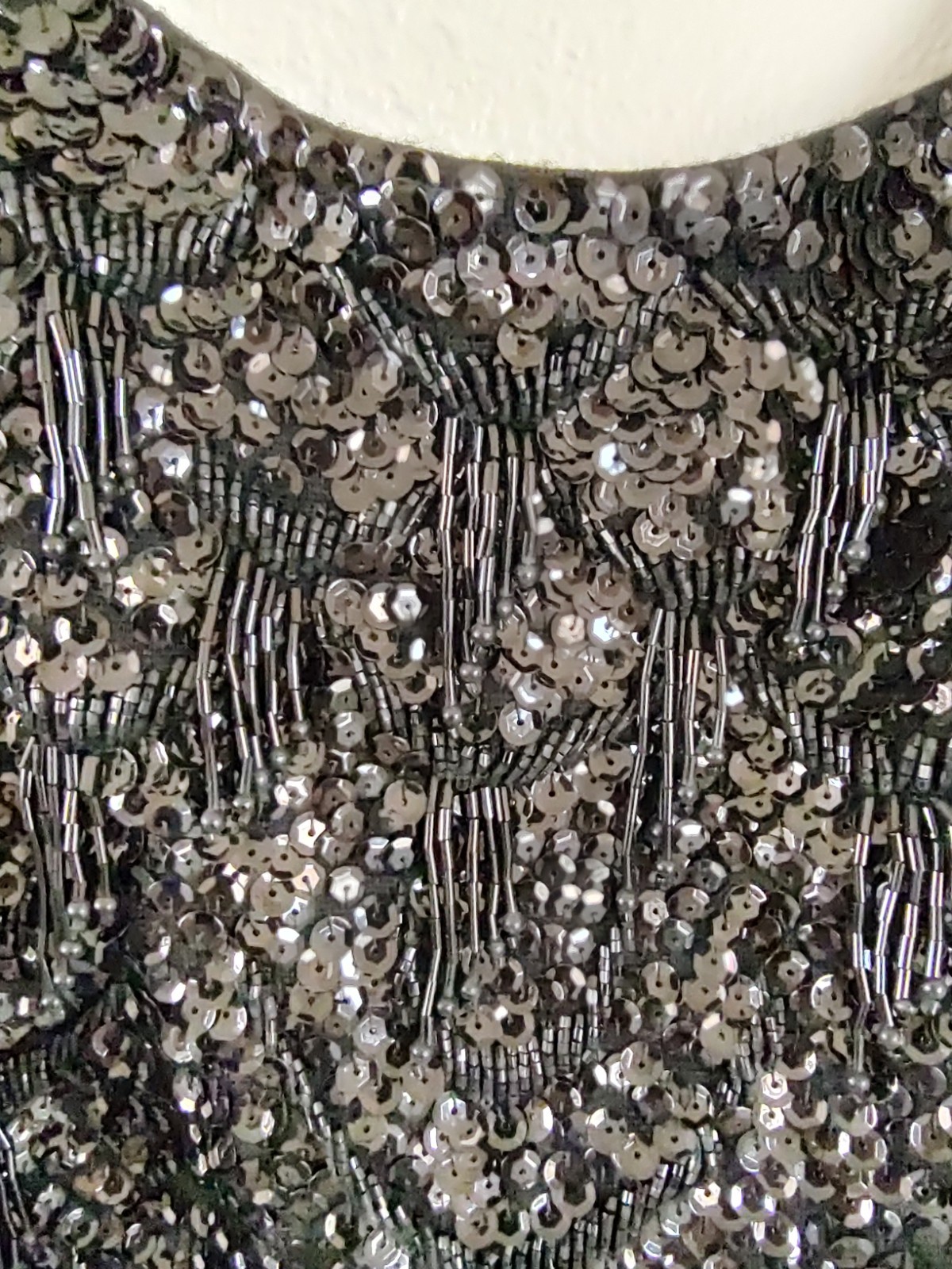 Vintage Helen Wong Black Sequined Wool Shell Top – 38