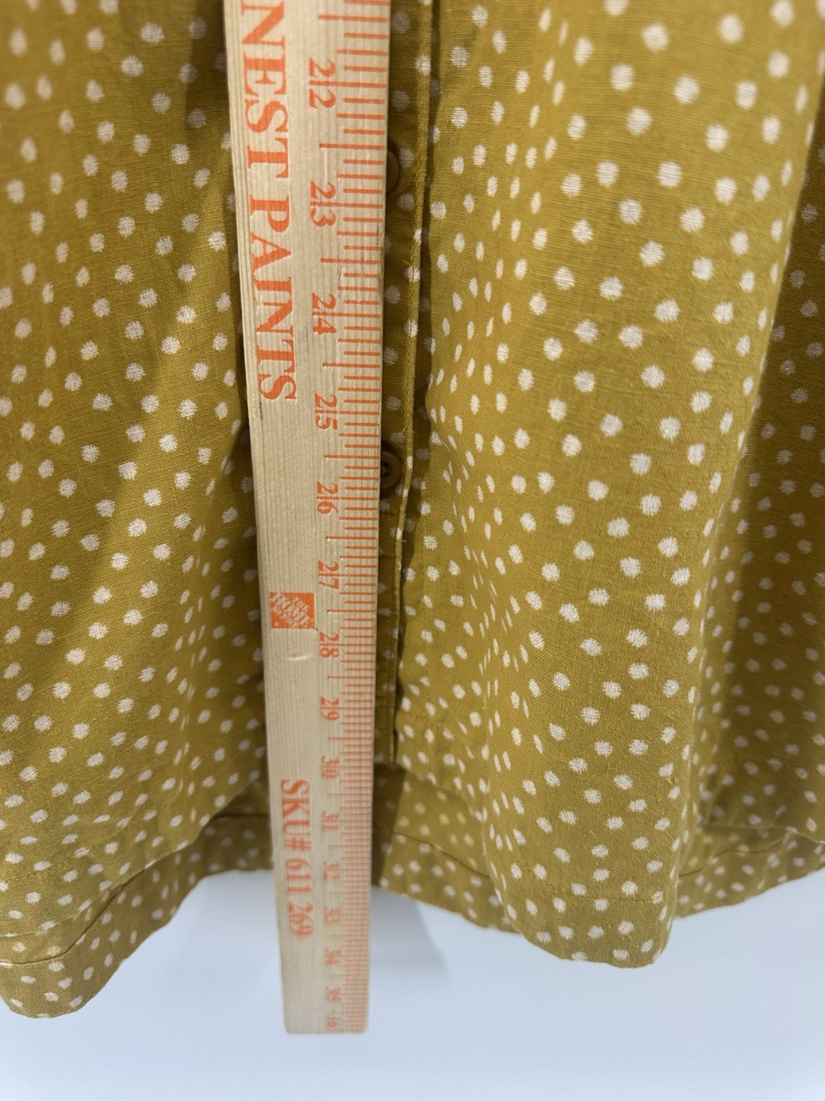 Duluth Trading Co Buttery Yellow Polka Dot Hemp Cotton Button Shirt OutdoorsYY07