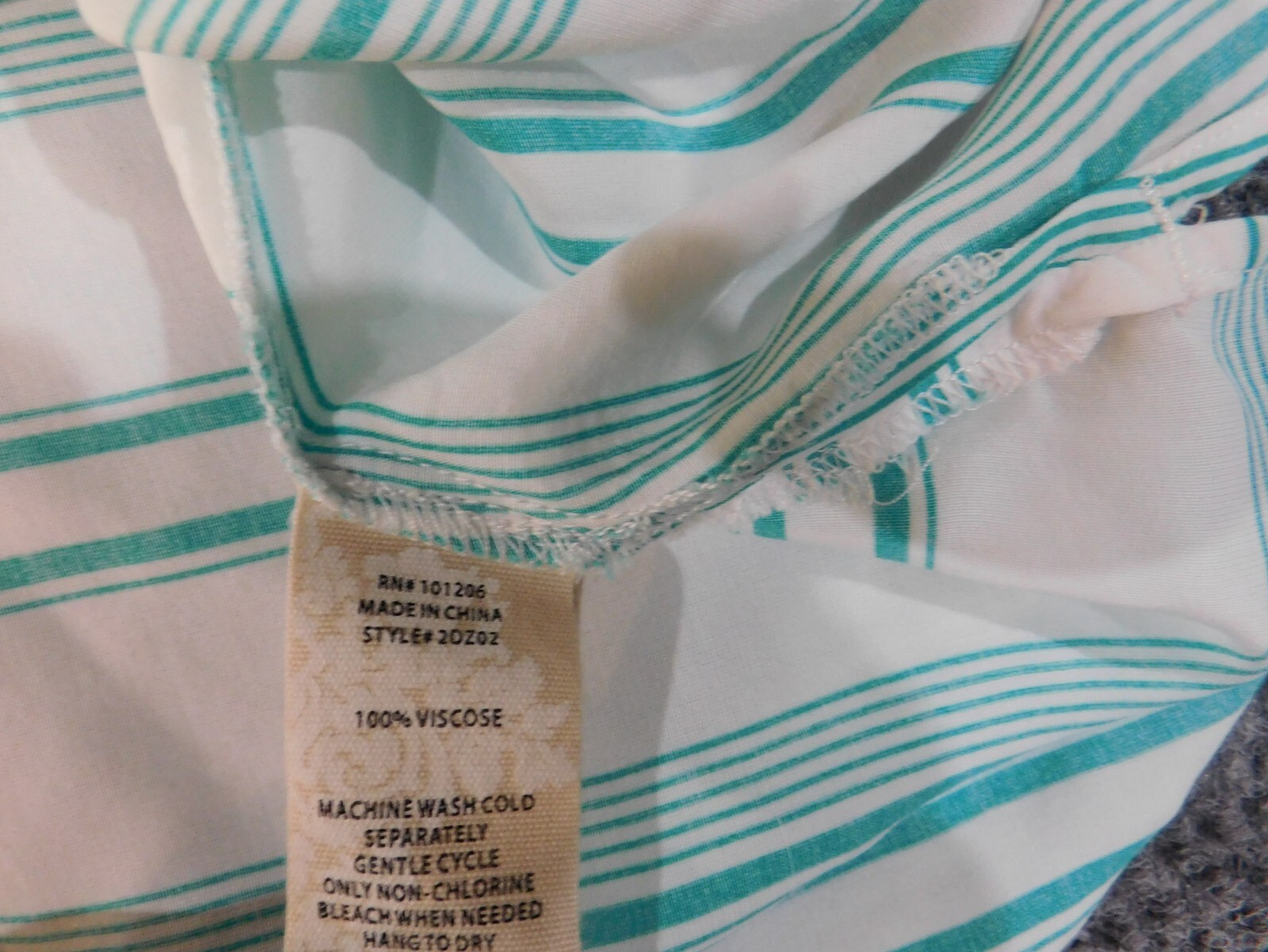 soft surroundings medium top green striped viscose button up womens casual