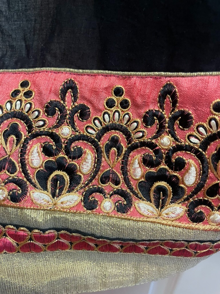 Black Kashmiri Tunic Aari Embroidered Boho Top V Neck Loose Fit Festival