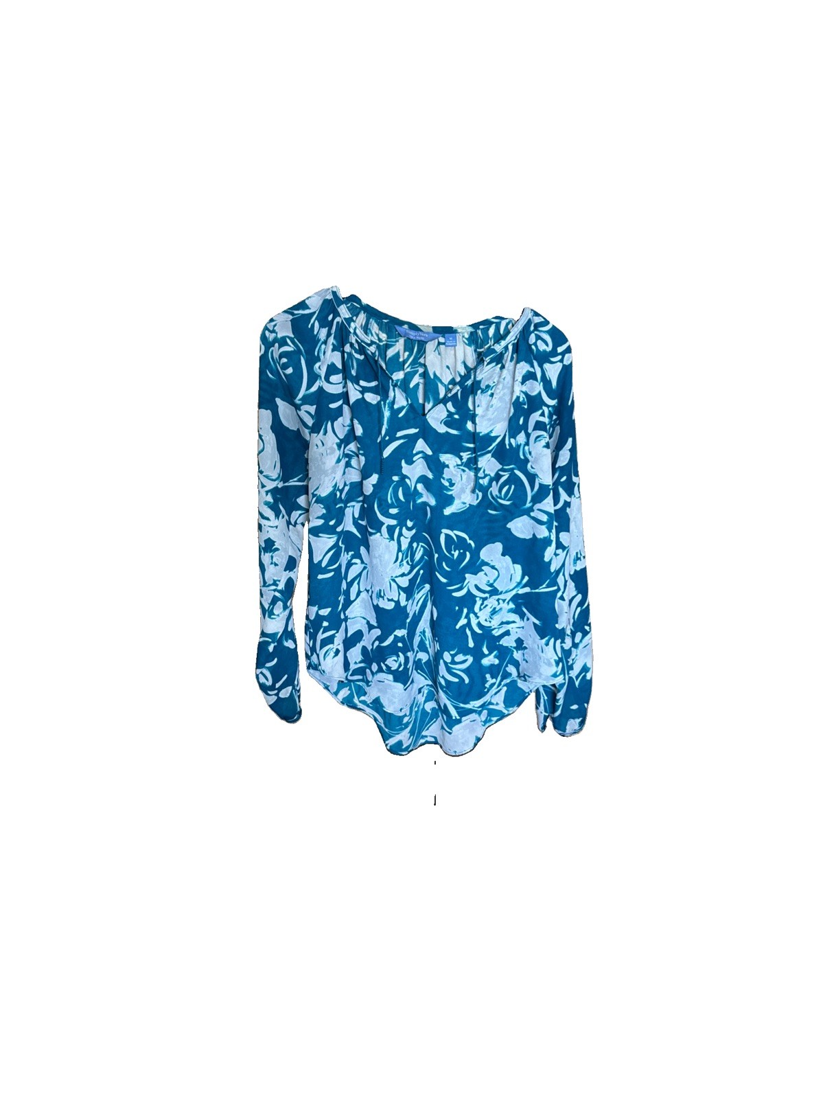 Medium Simply Vera Vera Wang, Lightweight Flowy Polyester Blouse, Teal