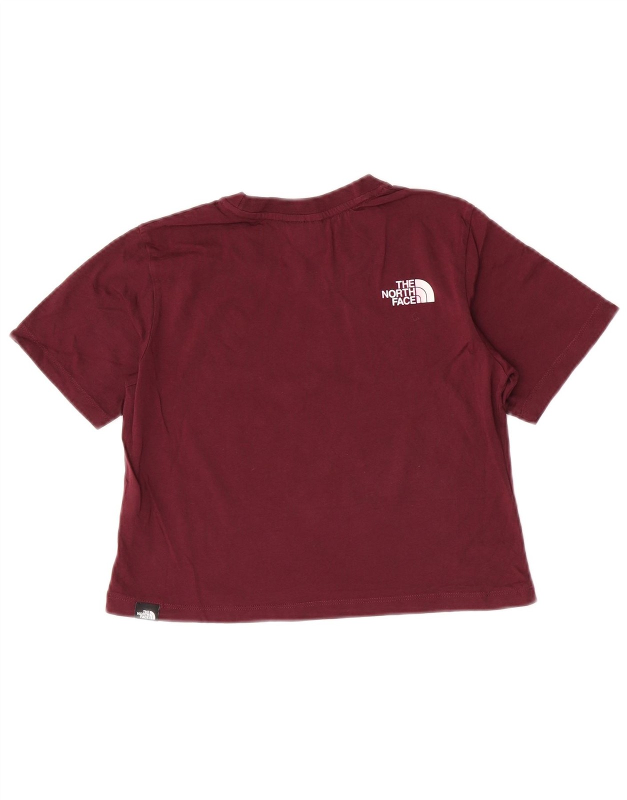 The North Face Womens Crop Graphic T-Shirt Top UK 6 XS Maroon Cotton AB07