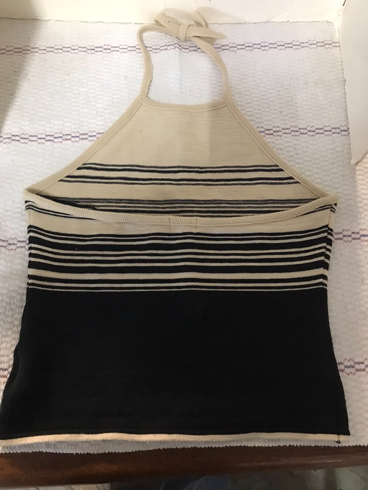 XOXO Womens Black & Tan Sriped Knit Halter Top Size Medium Y2K