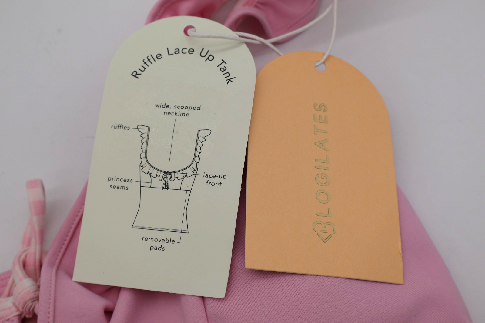 Blogilates Women’s Ruffle Lace Up Tank Top – Pink Size Small NWT