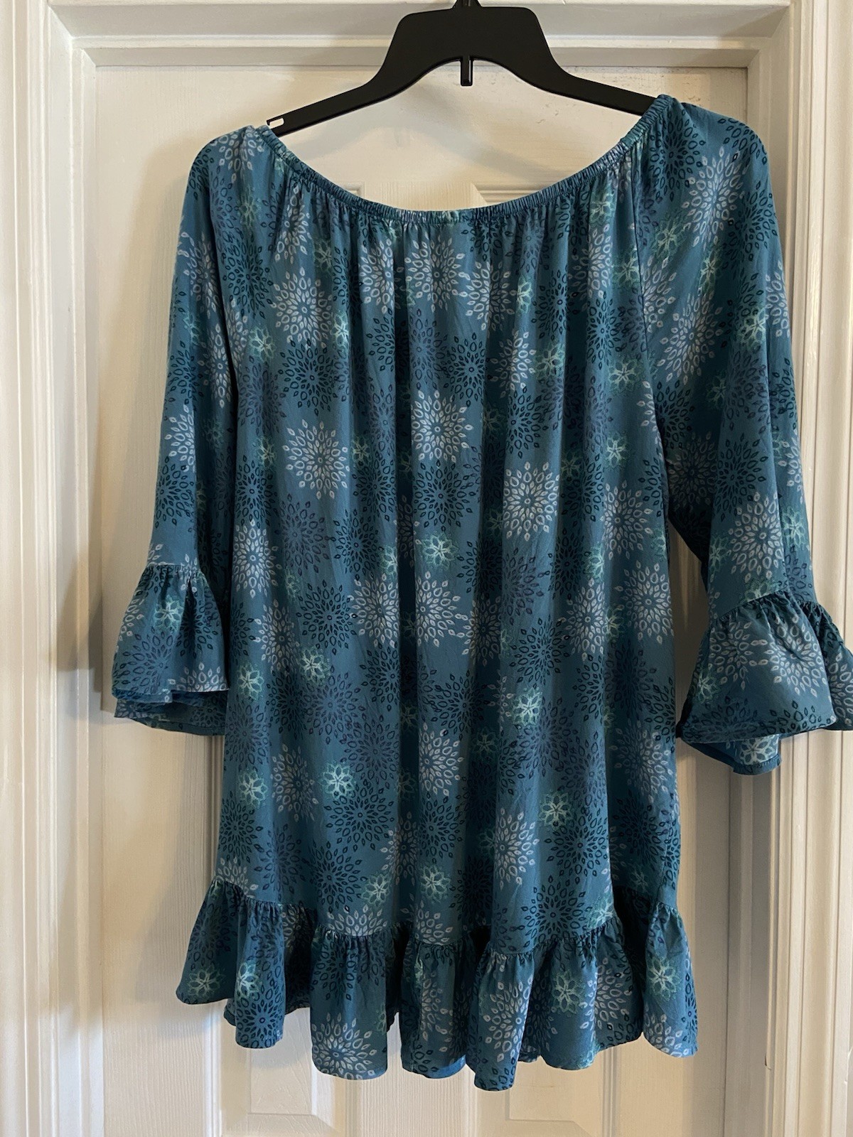Terra & Sky Women’s 3/4 Sleeve Scoop Neck Multicolored Blouse Size 2X (20W-22W)