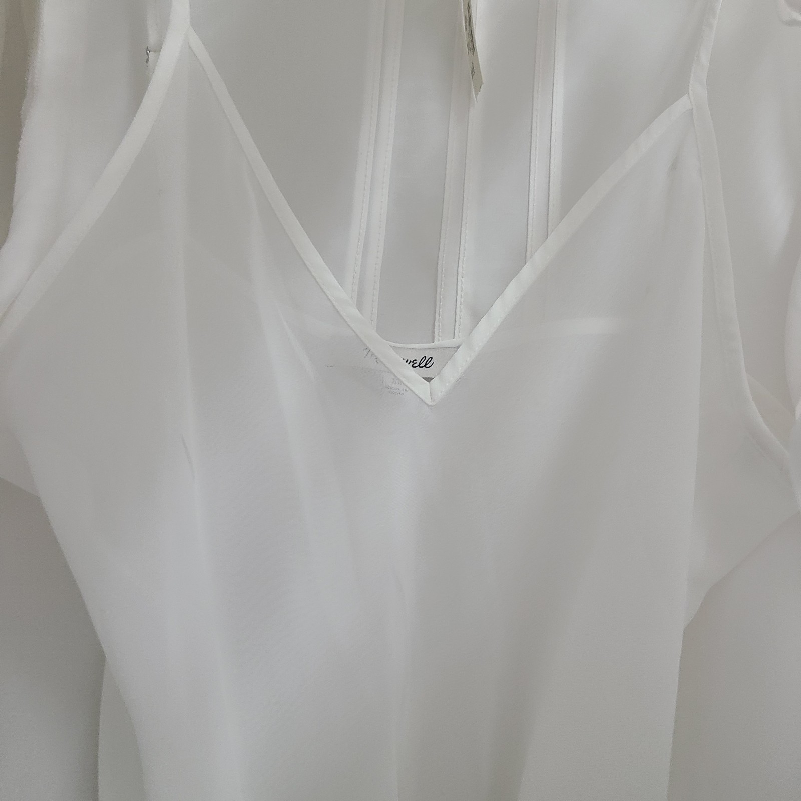 Madewell Lace-Insert Button-Up Long-Sleeve Blouse Winter White XS NEW