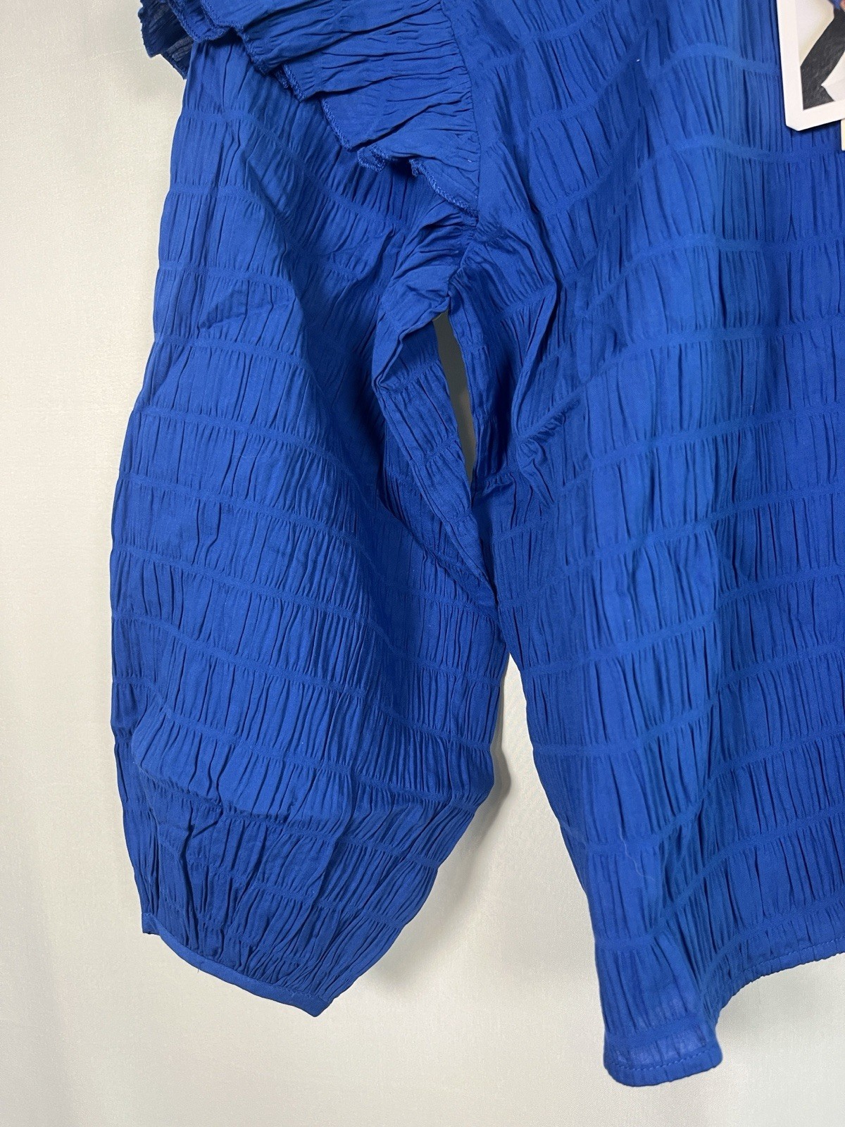 ‼️FIRM PRICE Nation LTD NEW Aria Ruffle Cotton Romantic Blouse Sapphire Blue M