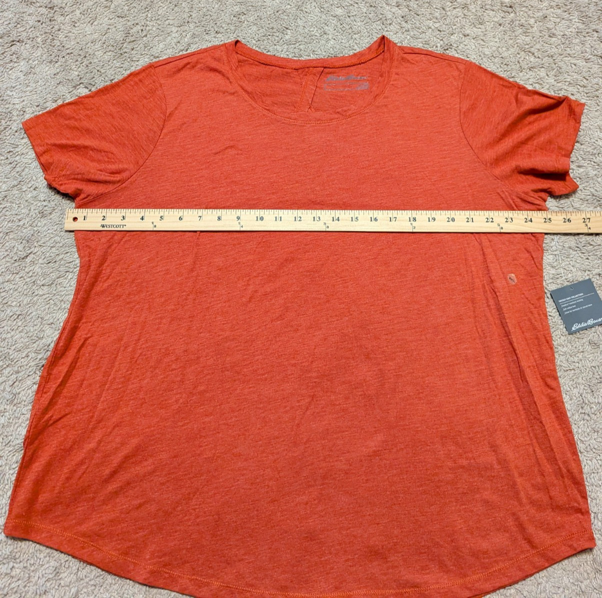 Eddie Bauer Tryout Knit Tee Womens Sz 2XL Short Sleeve Cut Out Orange Workout