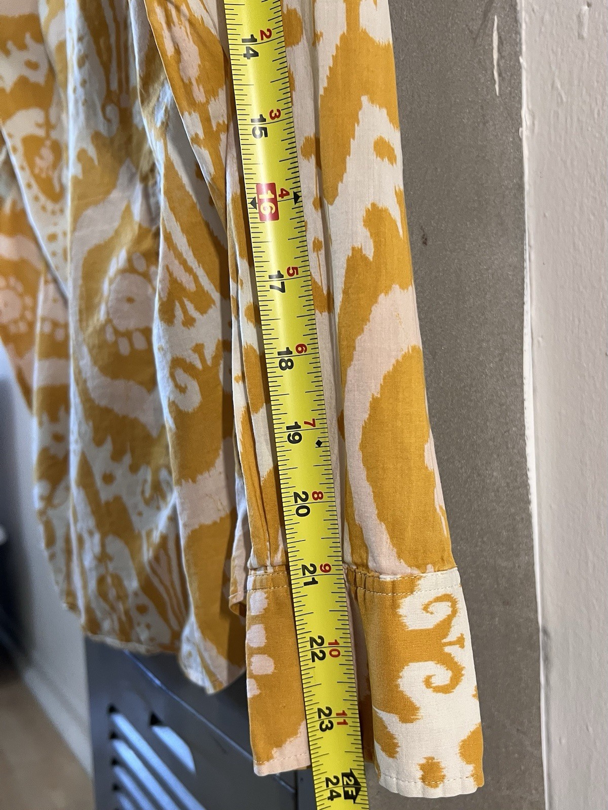 J.Crew The Perfect Shirt Yellow Ikat Print Cotton Button Down Small Summer Top