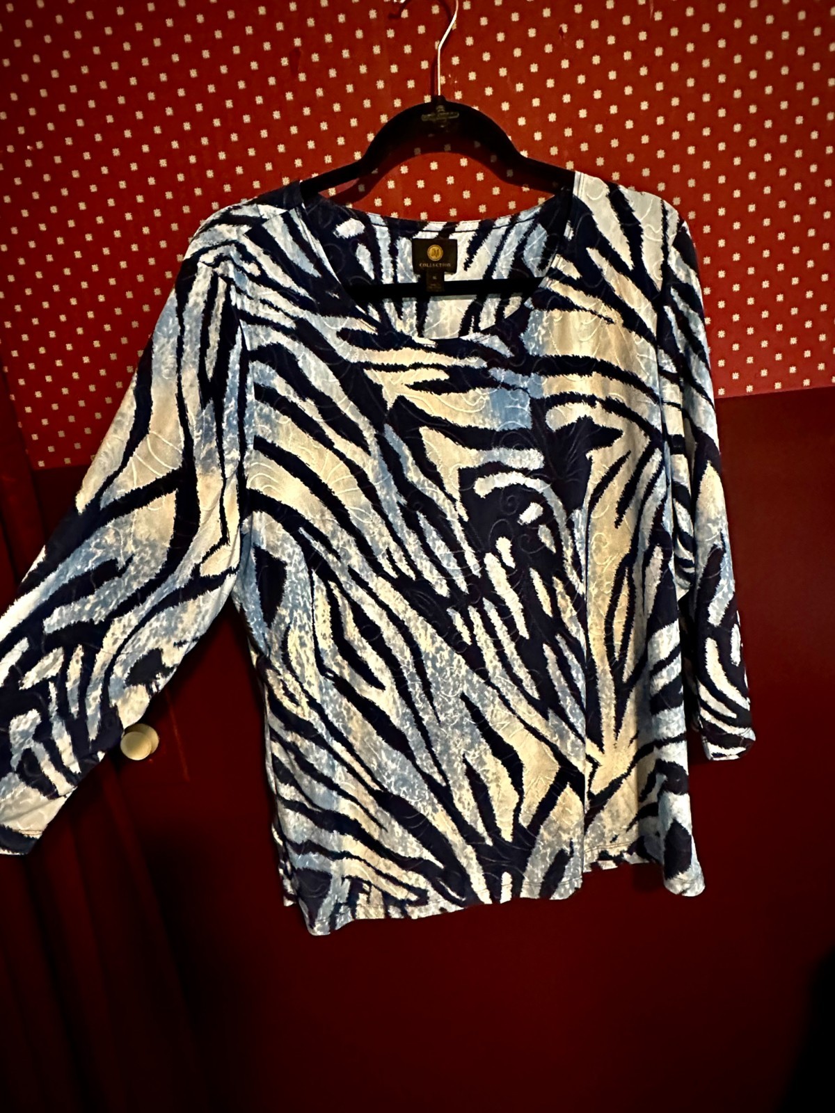 JM Collection Women’s Blouse XL Large 3/4 sleeves Zebra Print