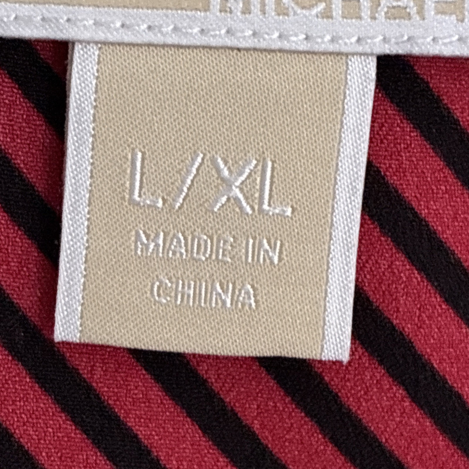 Michael Kors Womans Blouse Top Red Striped Large XL Polyester Short Sleeve