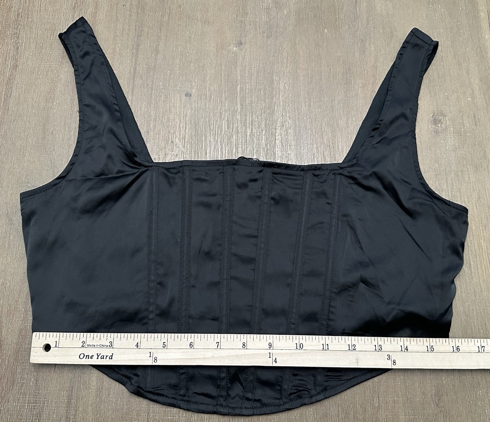 NWT Missguided Sleeveless Black Satin Corset Crop Top Size 12