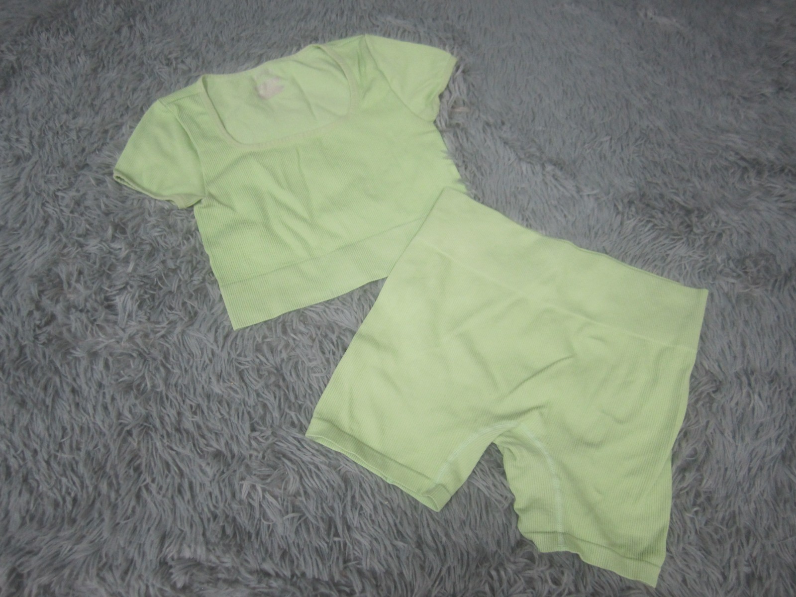 Wild Fable Shirt and Short Set Small Lime Green Stretch Compression Cropped Top