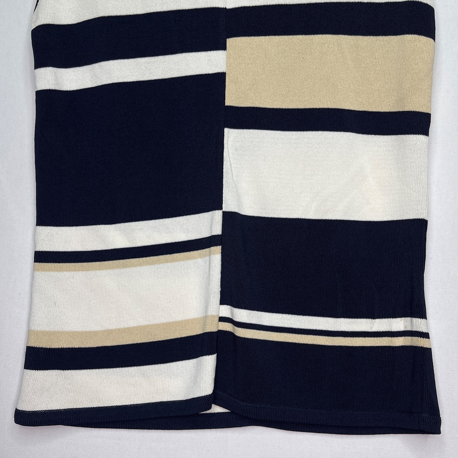 Dana Buchman Petite P Navy Tan Stripe Sleeveless Knit Tank Top