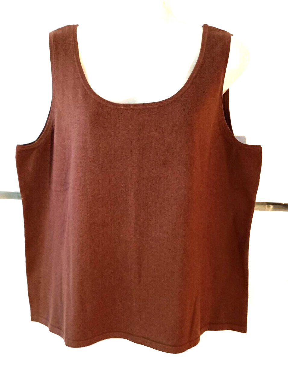 BOB MACKIE WEARABLE ART SOLID BROWN SILK NYLON BLEND SLEEVELESS TANK TOP SIZE XL