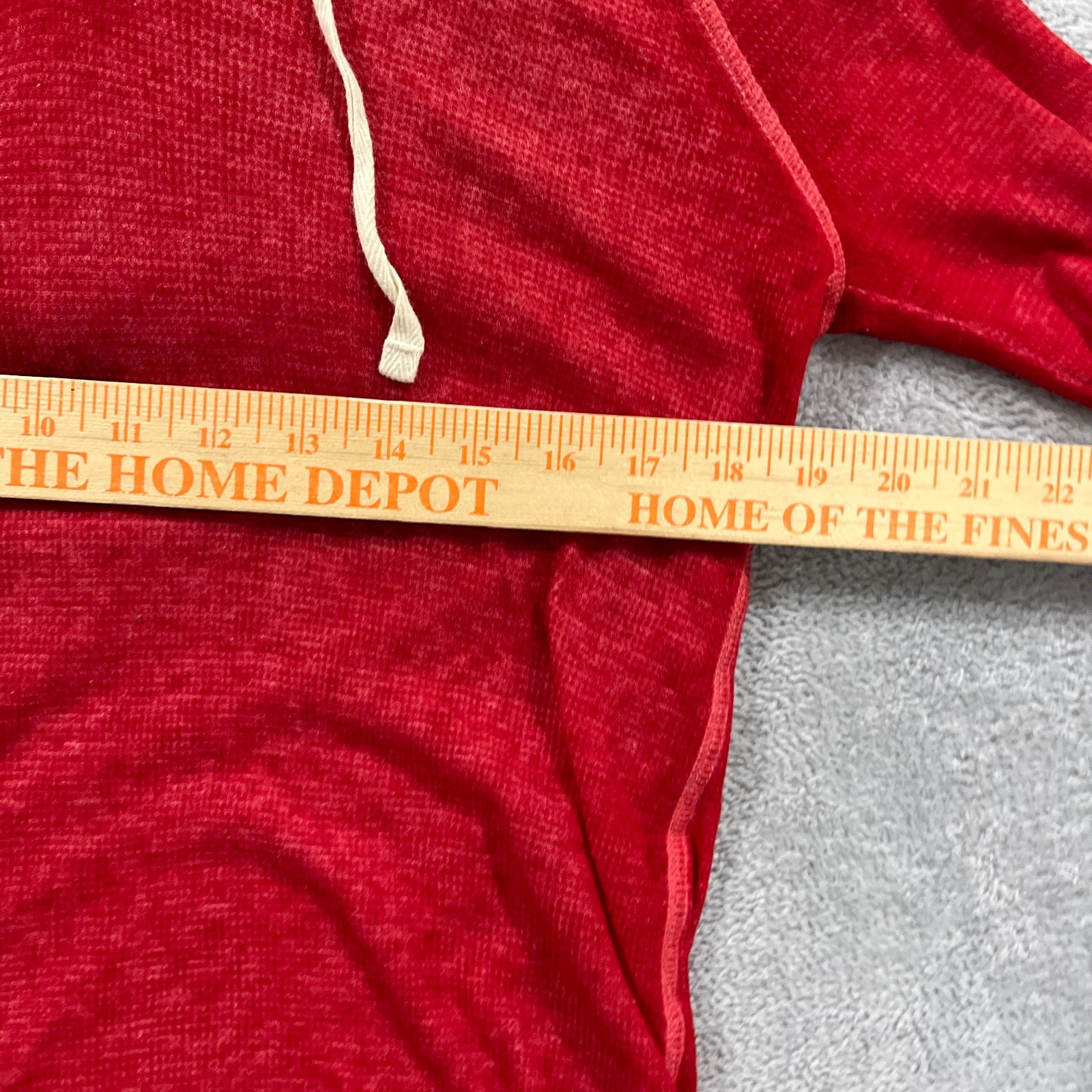 American Eagle Outfitters Vintage Waffle T Shirt Womens S Red Textured Hooded