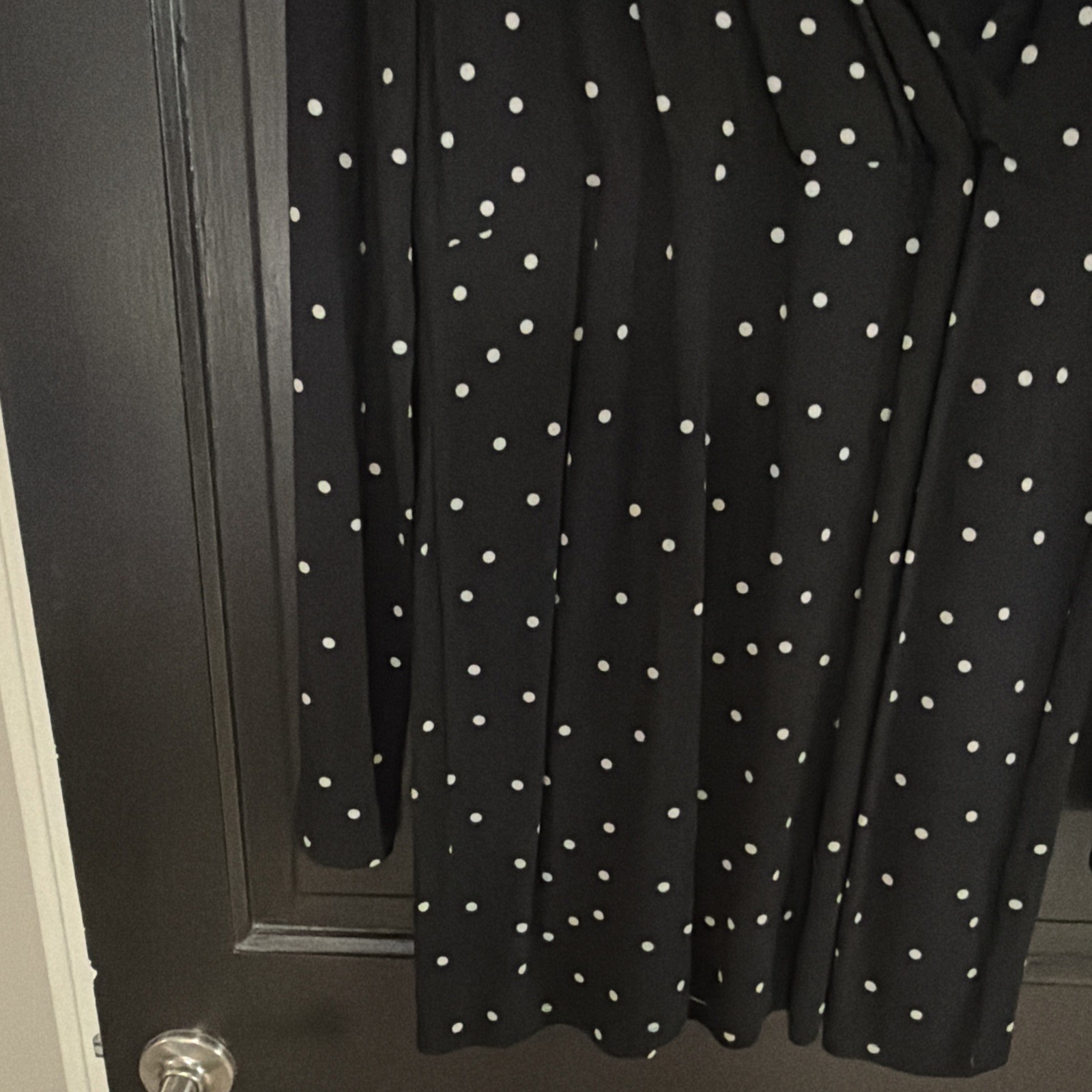 Long Tall Sally Top Size L Black / White Dot Faux Wrap Tunic V-Neck