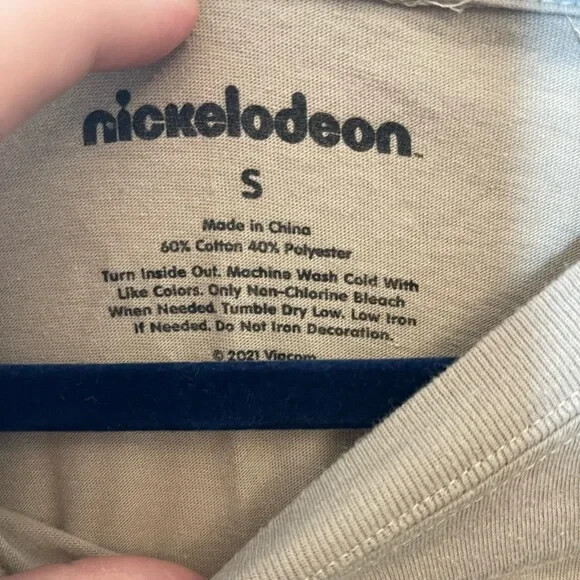 Nickelodeon Rugrats Tan Graphic Crop T Shirt Y2K Cartoon Tee Size S