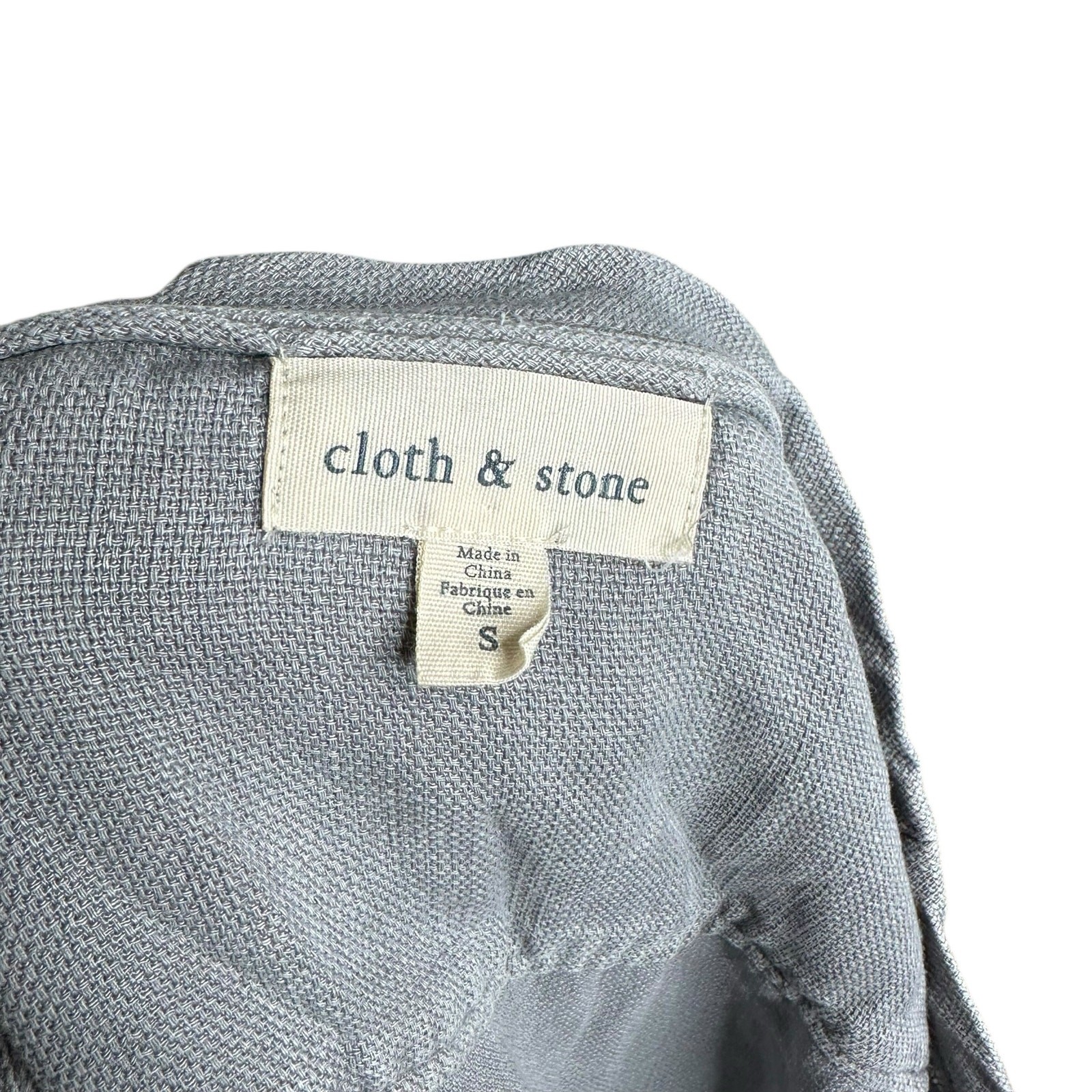 CLOTH & STONE Gray Blue Chambray Tencel Frayed Tunic Shirt Dress Mini Size Small