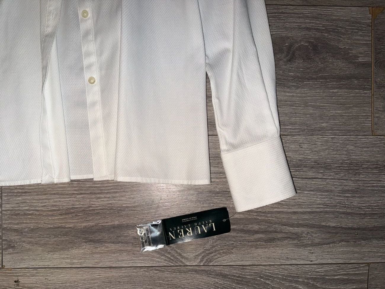 Lauren Ralph Lauren White Cotton Ruffle Front Formal Tuxedo Style Blouse