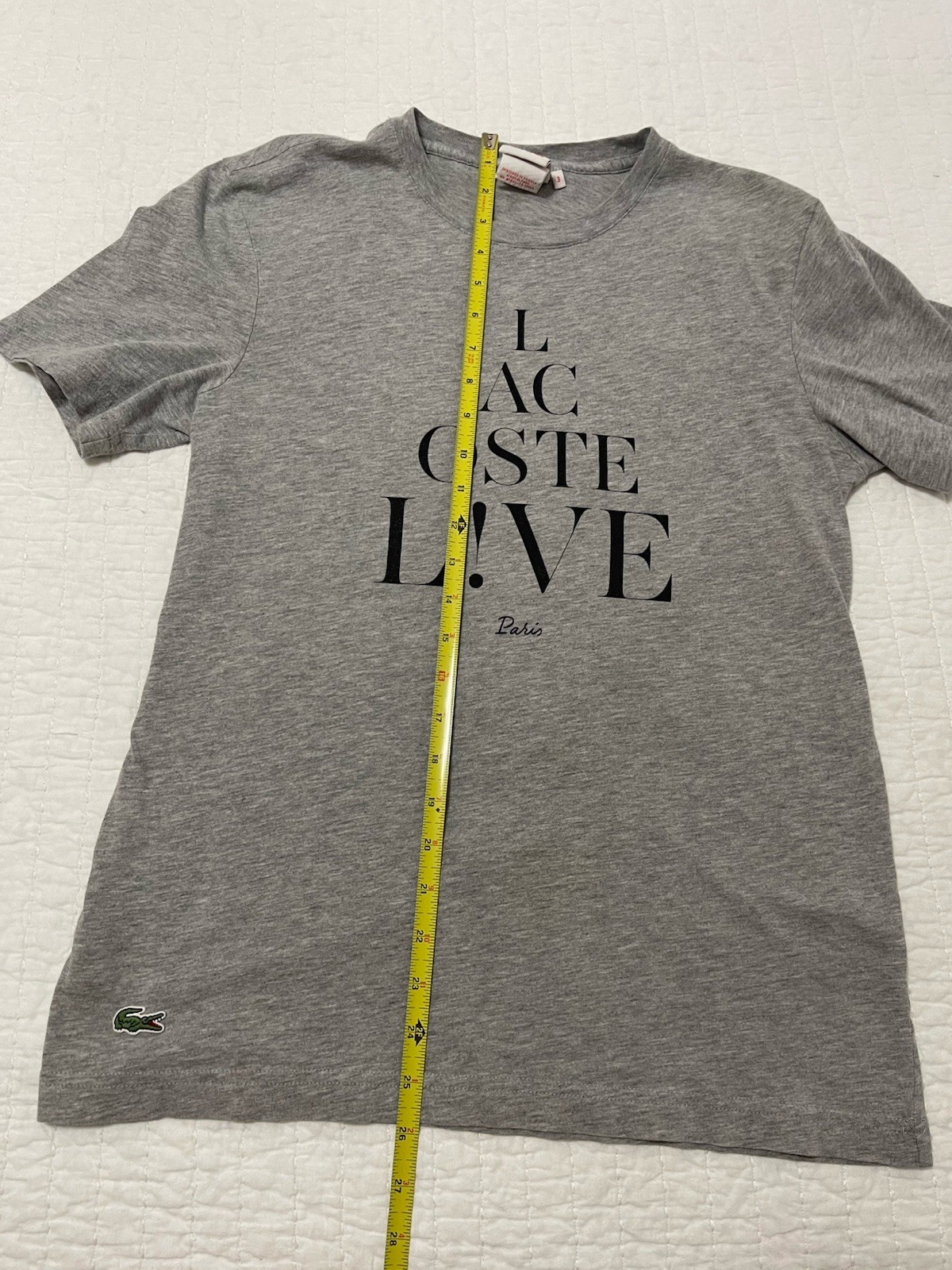 Lacoste L!ve LIVE women’s t-shirt Heather Grey Soft Cotton Blend Size 3 Medium
