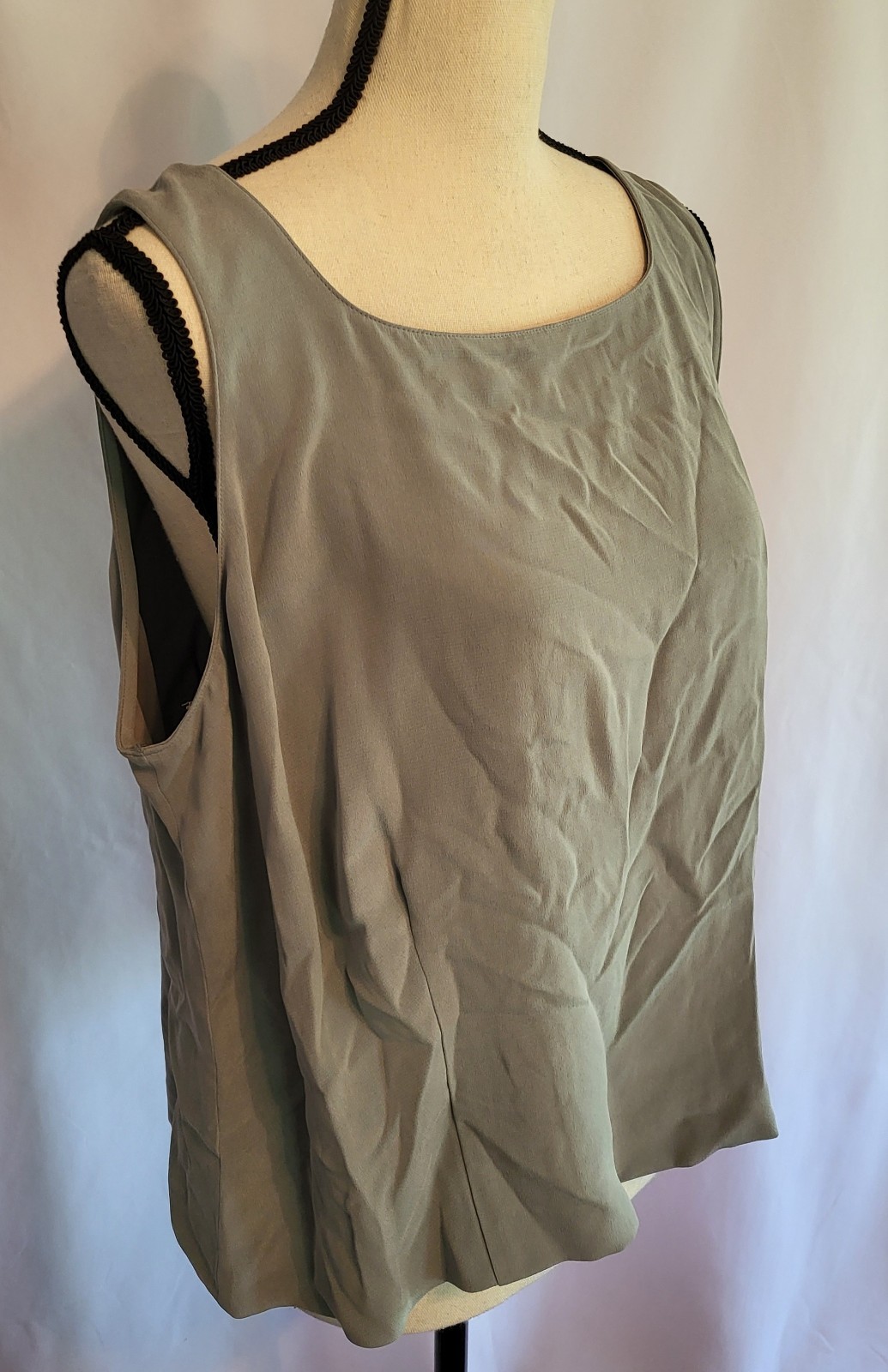 NEW VINTAGE women’s 100% Silk Tank Top Size 1X Bluish Gray Boxy Fit Jones NY